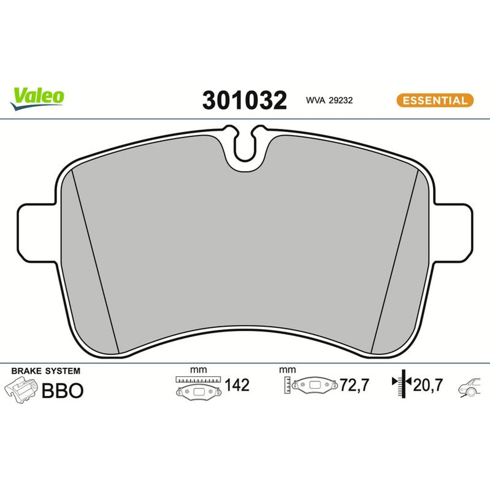VALEO Bremsbeläge 301032