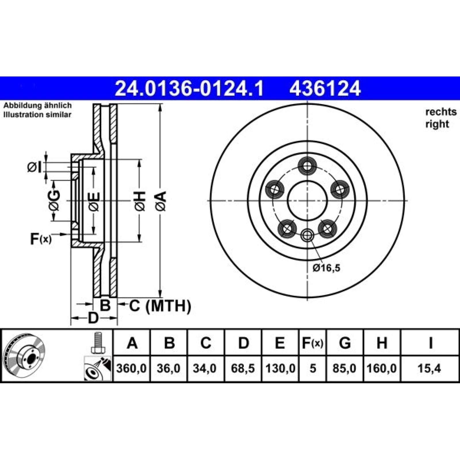 Bremsscheibe Vw P. Touareg 3.0-4.2 V8 10- Pr 24.0136-0124.1