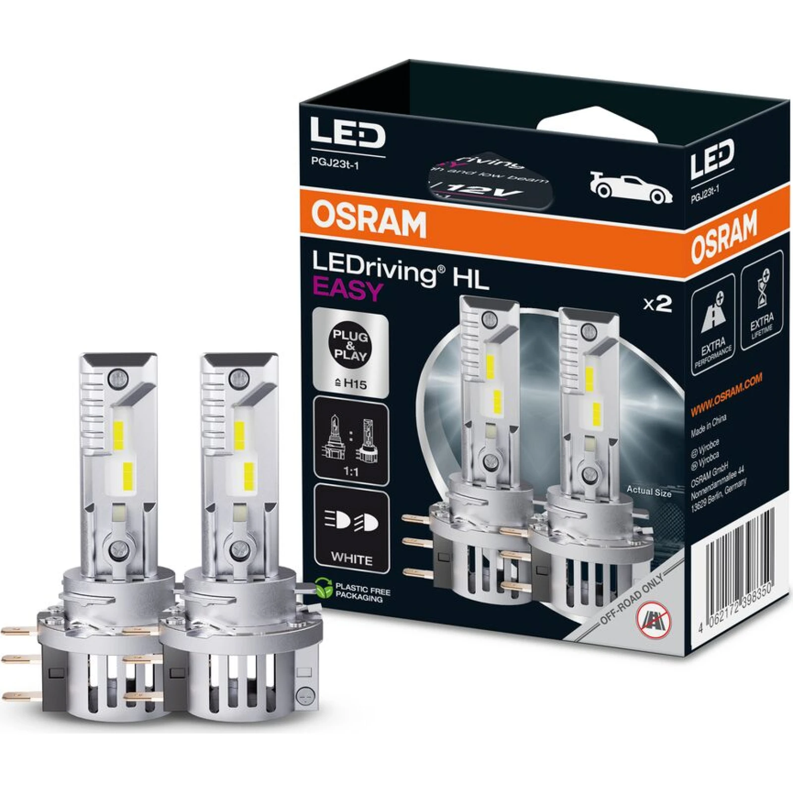 OSRAM LEDriving HL EASY H15 12V PGJ23t-1 6500K Weiß 2 Stück