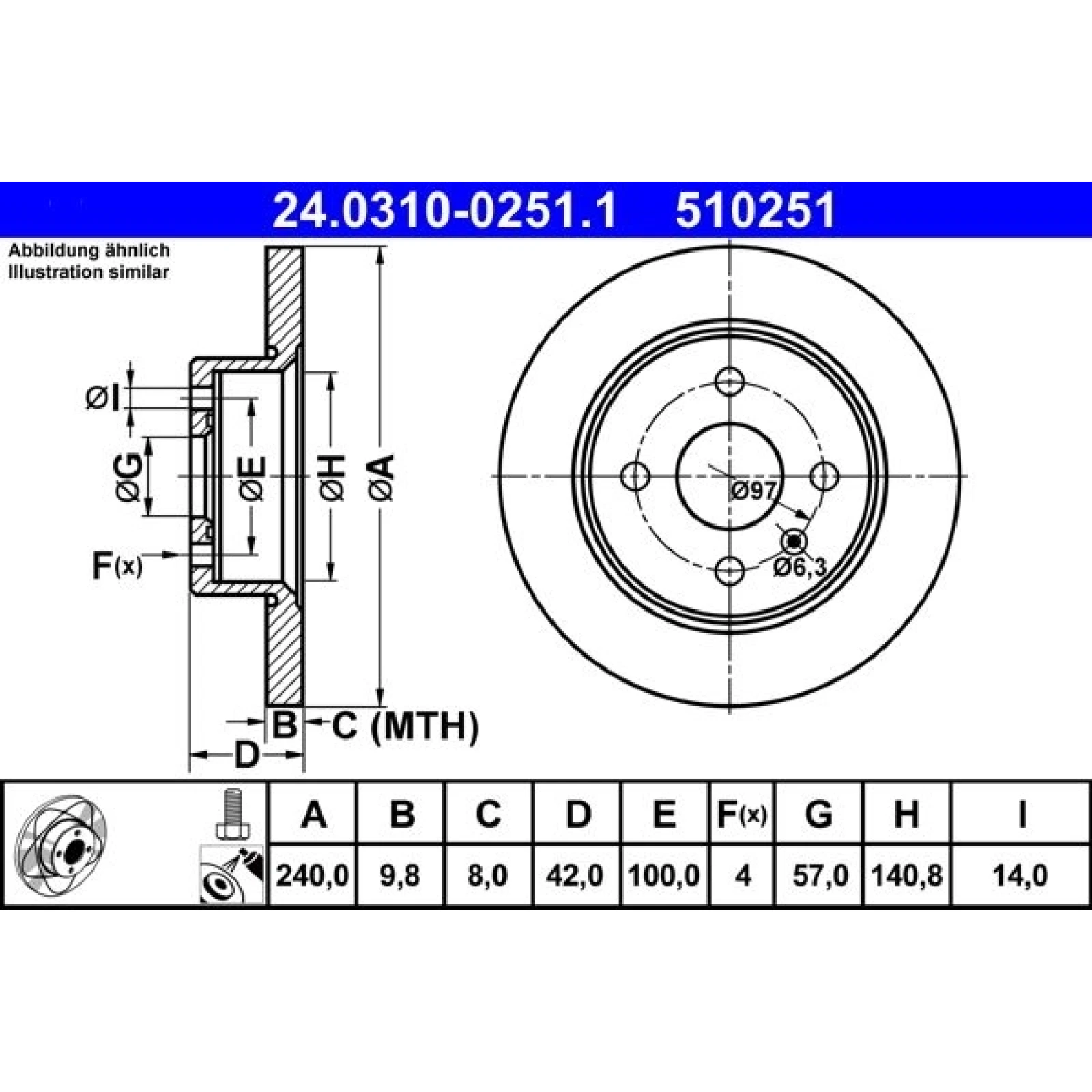 Bremsscheibe Opel T. Astra G/H 1.2-2.0/1.3-1.9 Cdti 98- Power Disc 24.0310-0251.1