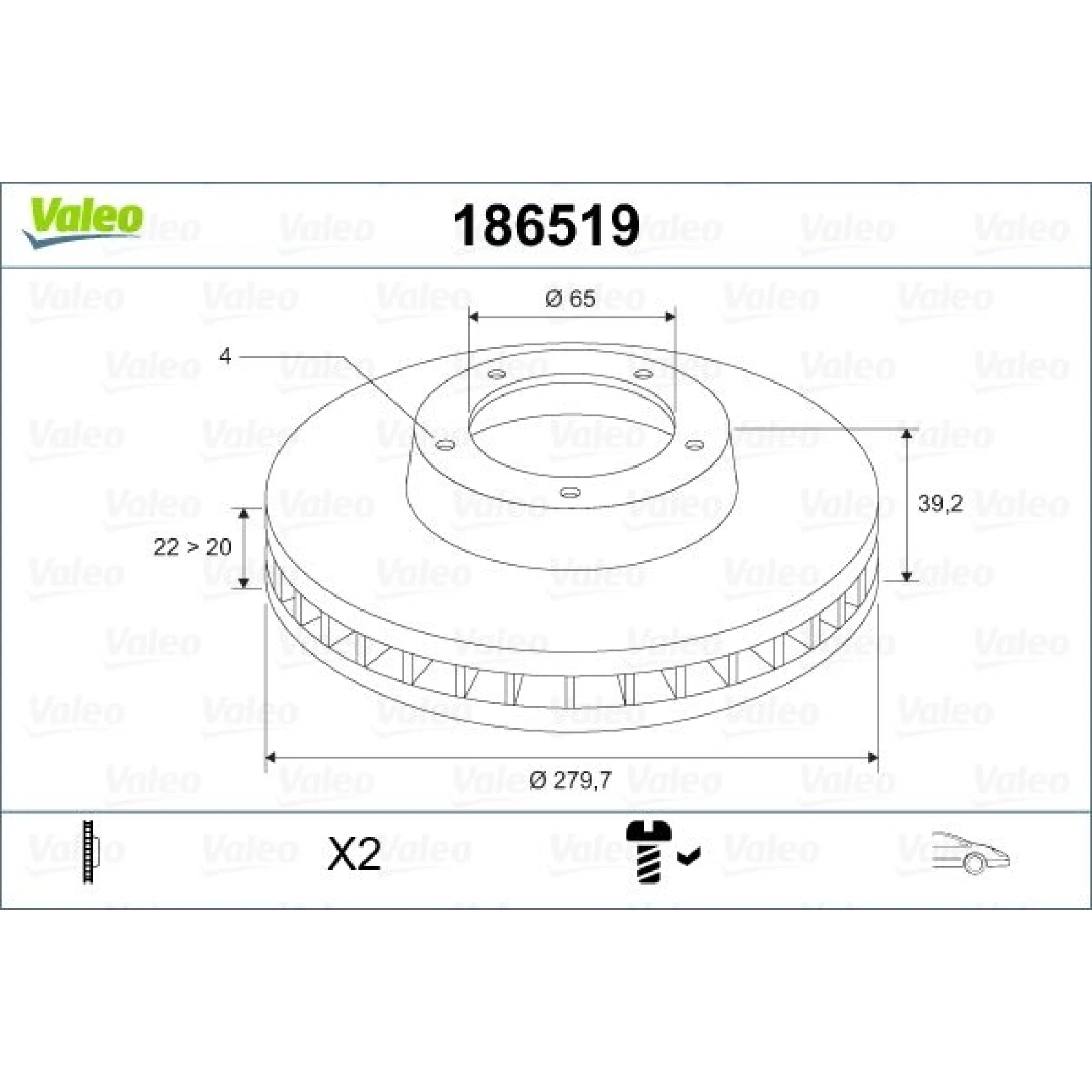 VALEO Bremsscheibe 186519