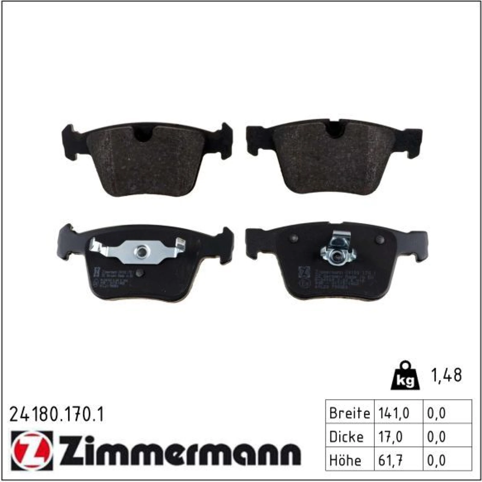 ZIMMERMANN Bremsbeläge 24180.170.1
