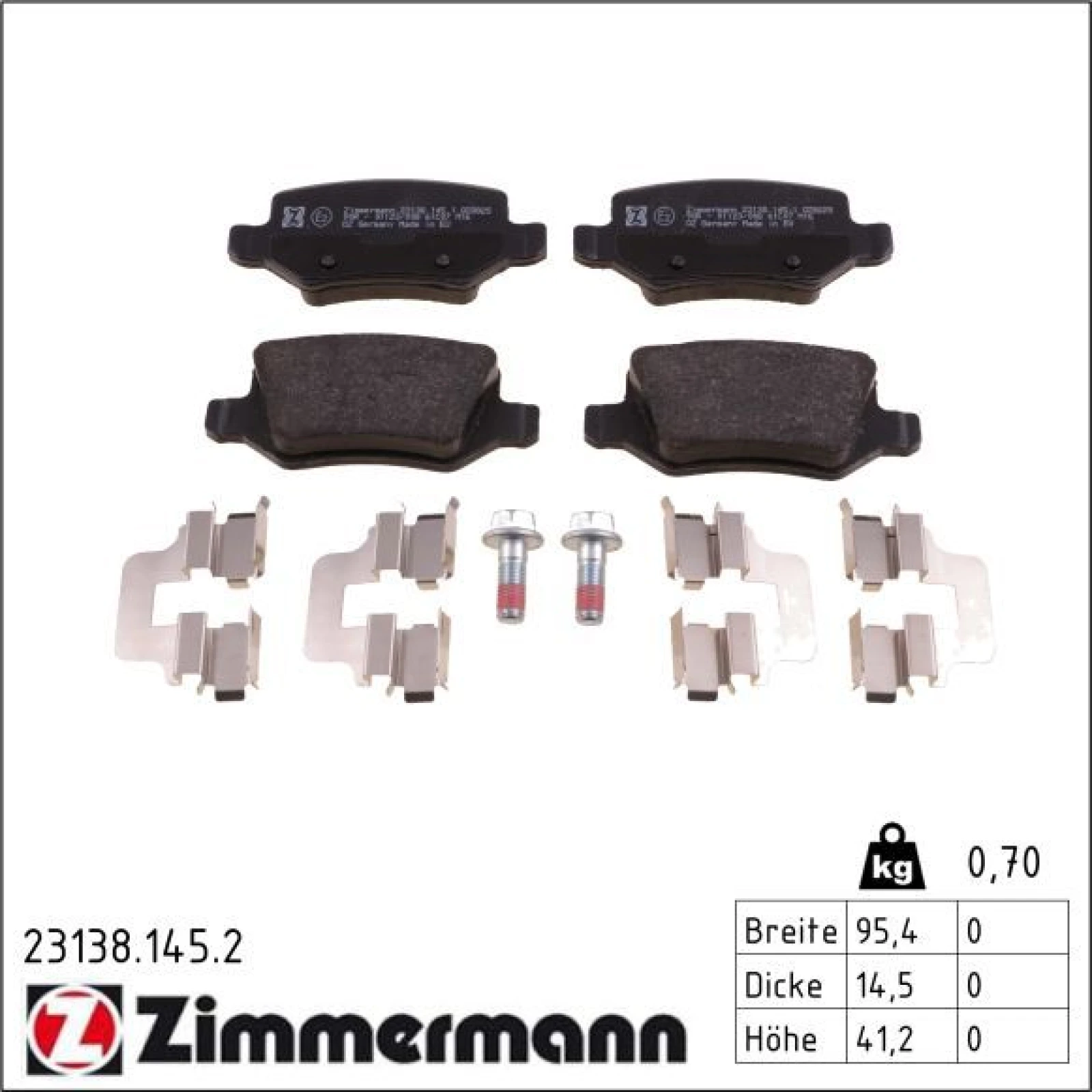 ZIMMERMANN Bremsbeläge 23138.145.2