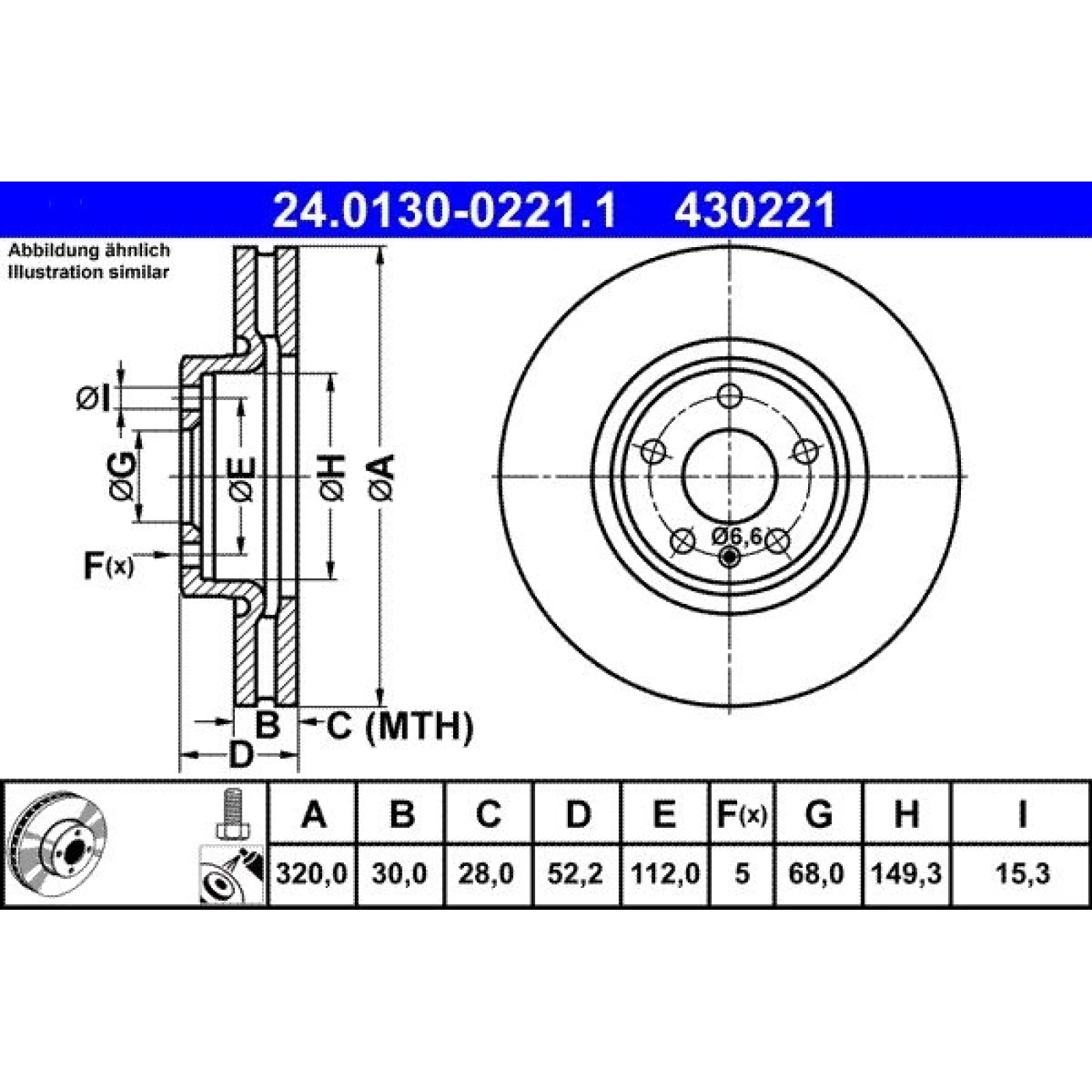 Bremsscheibe Vw P. A4/A5 07-/Q5/A6 09- 320X30 24.0130-0221.1