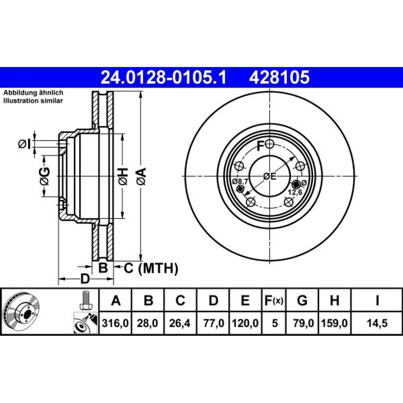 Bremsscheibe Bmw S. 7 2,5-3,5 94-01 24.0128-0105.1