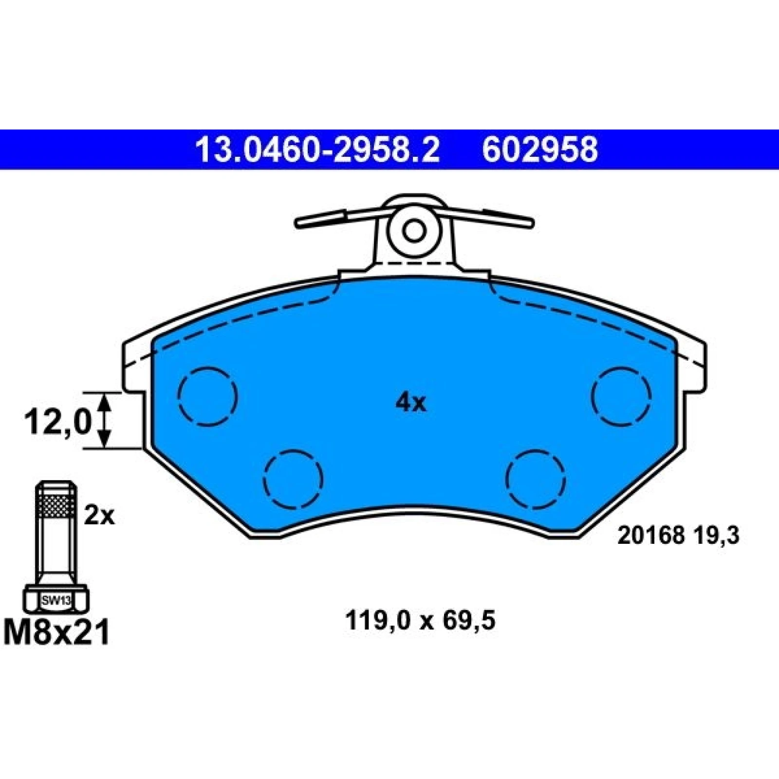 Bremsbelagsatz Vw P. Caddy/Golf/Passat/Vento 88-04 13.0460-2958.2