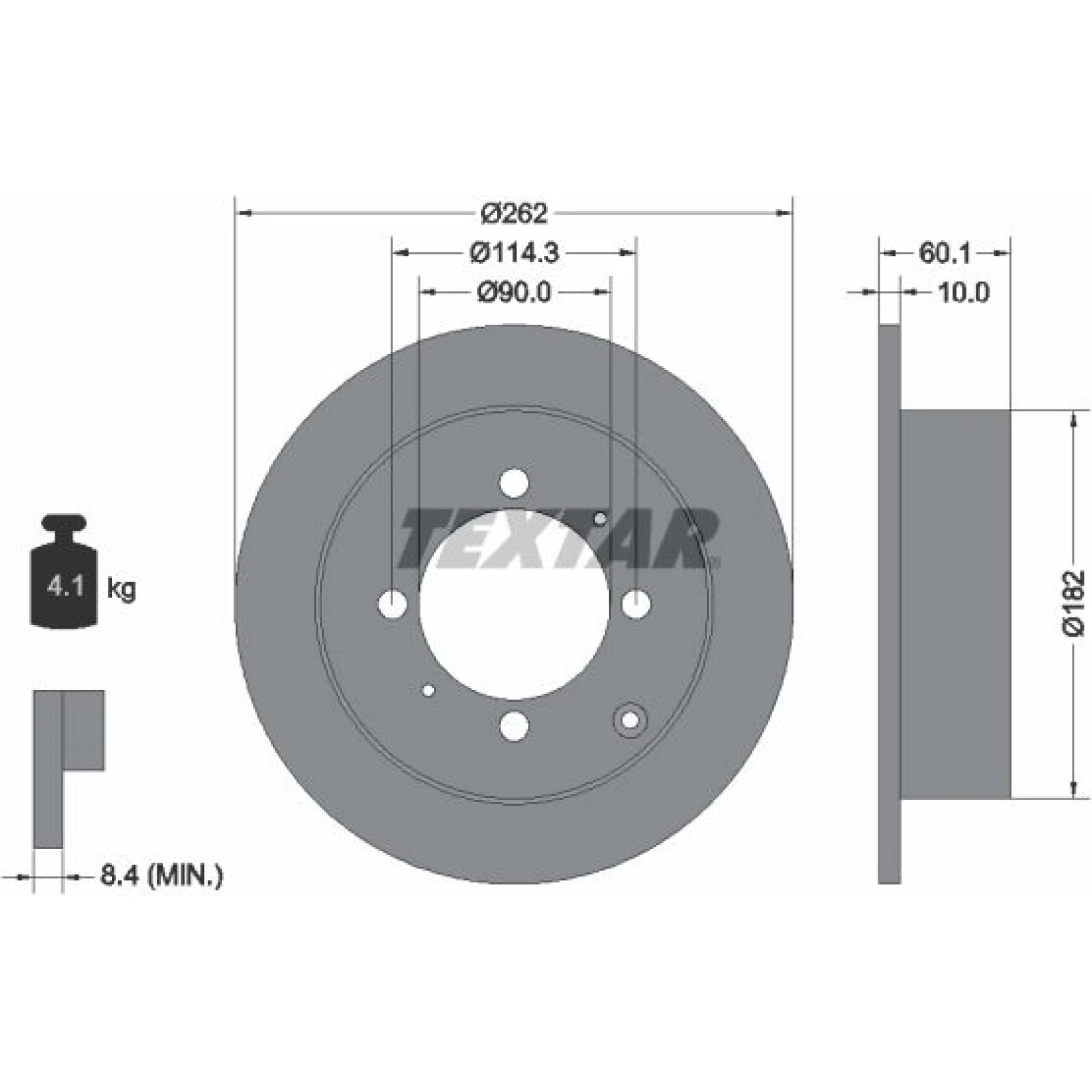 Textar Bremsscheibe Mitsubishi T. Galant -96-/Lancer 03-/Space Wagon 92104000