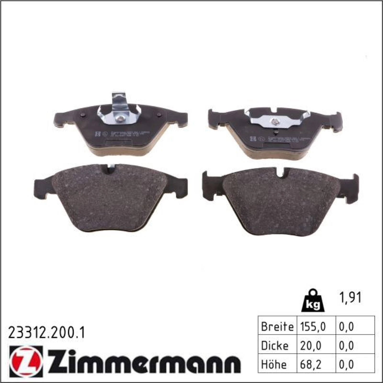 ZIMMERMANN Bremsbeläge 23312.200.1