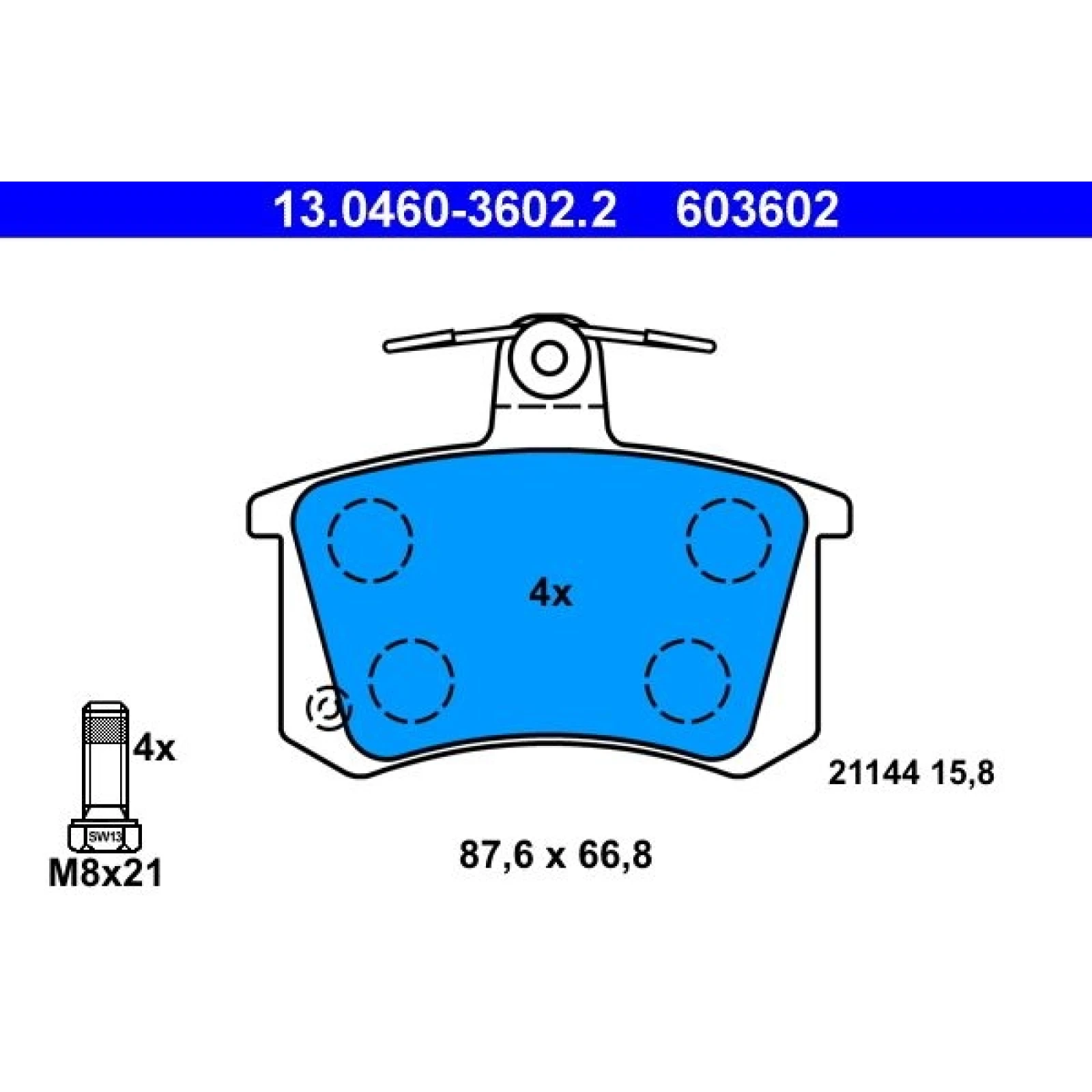 Bremsbelagsatz Audi T. 80/100/A4/A6/A8 80-02 13.0460-3602.2