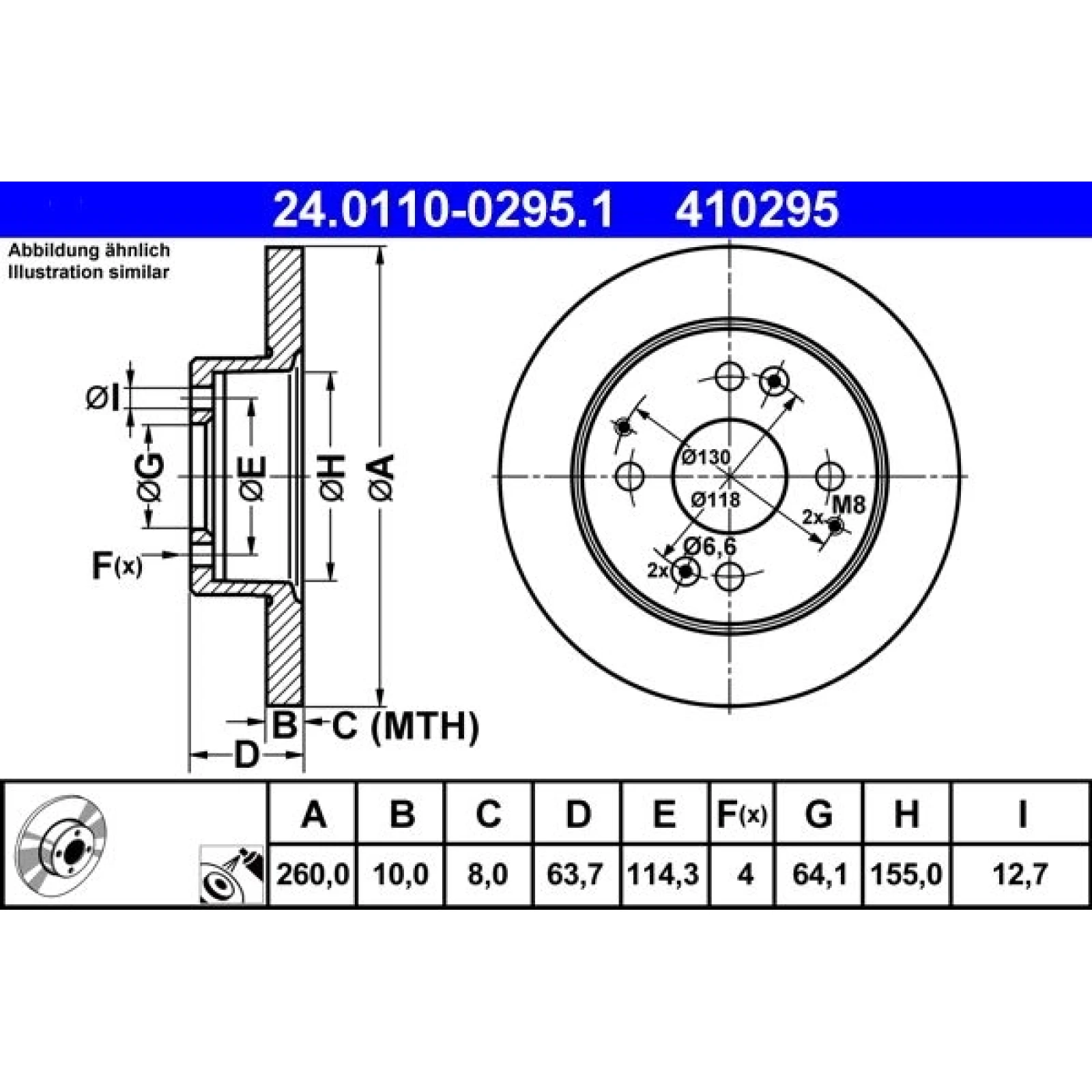 Bremsscheibe Honda T. Accord 1.8-2.0 98-02 24.0110-0295.1