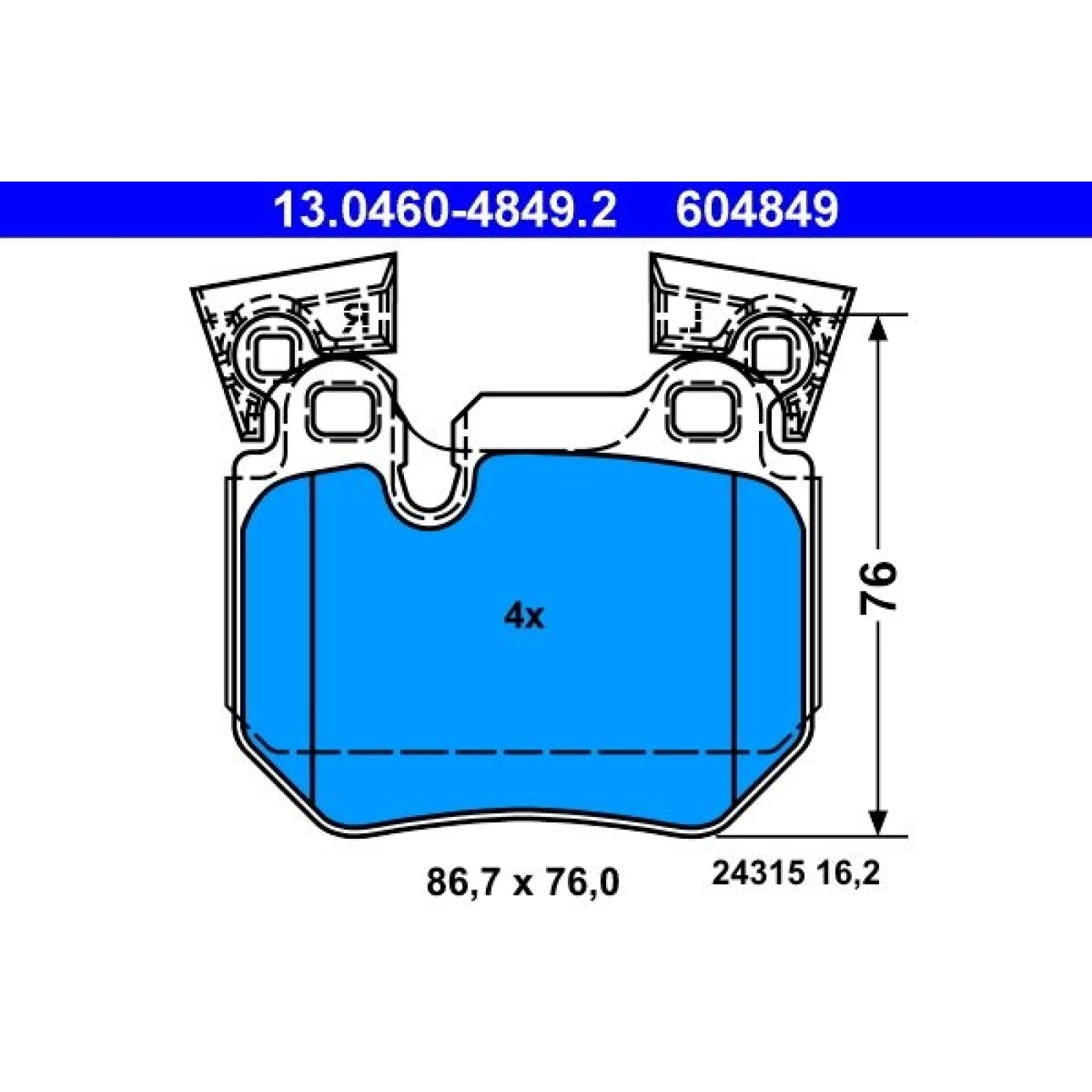 ATE Bremsbelagsatz BMW Hinterachse 1 3.0 07-13 13.0460-4849.2