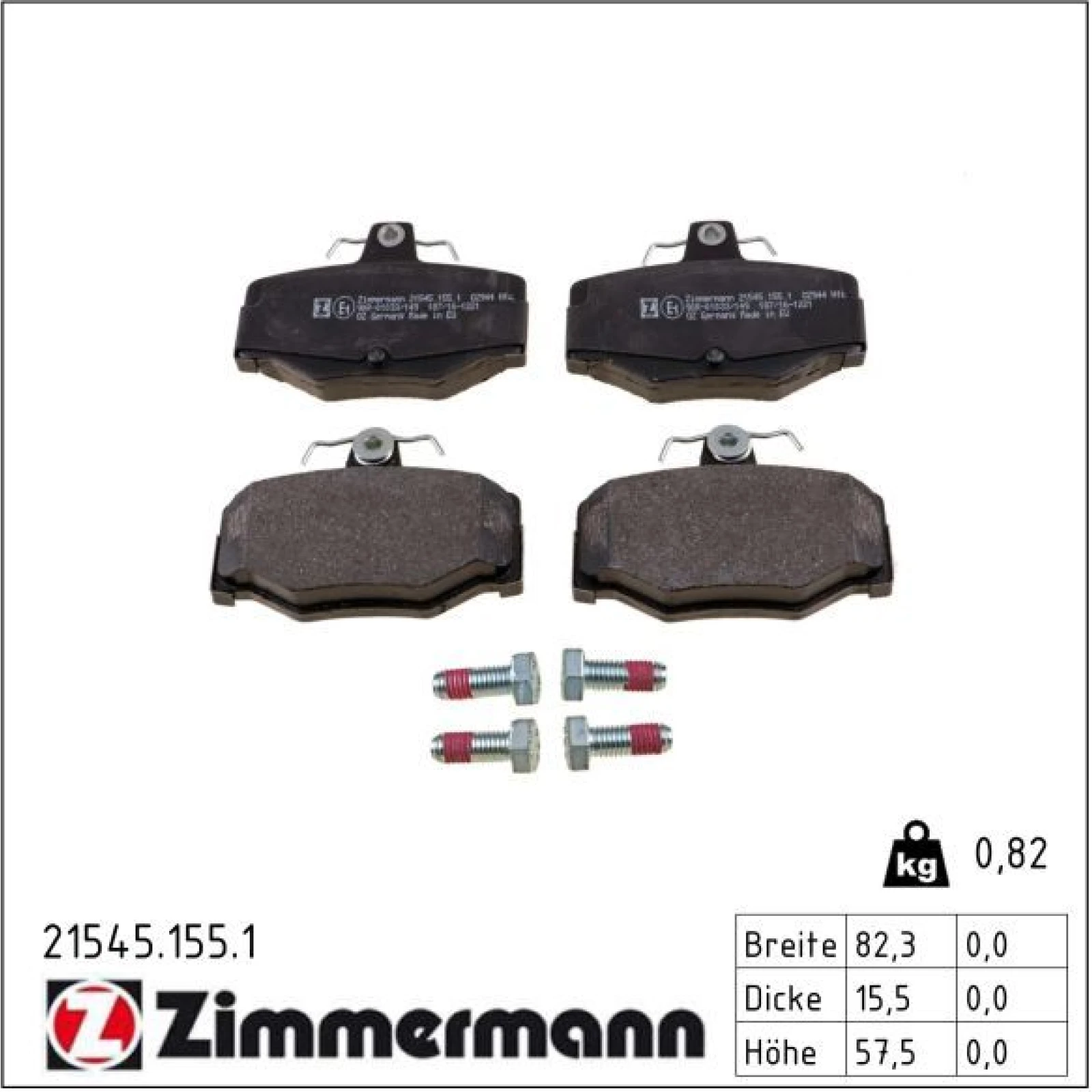 ZIMMERMANN Bremsbeläge 21545.155.1