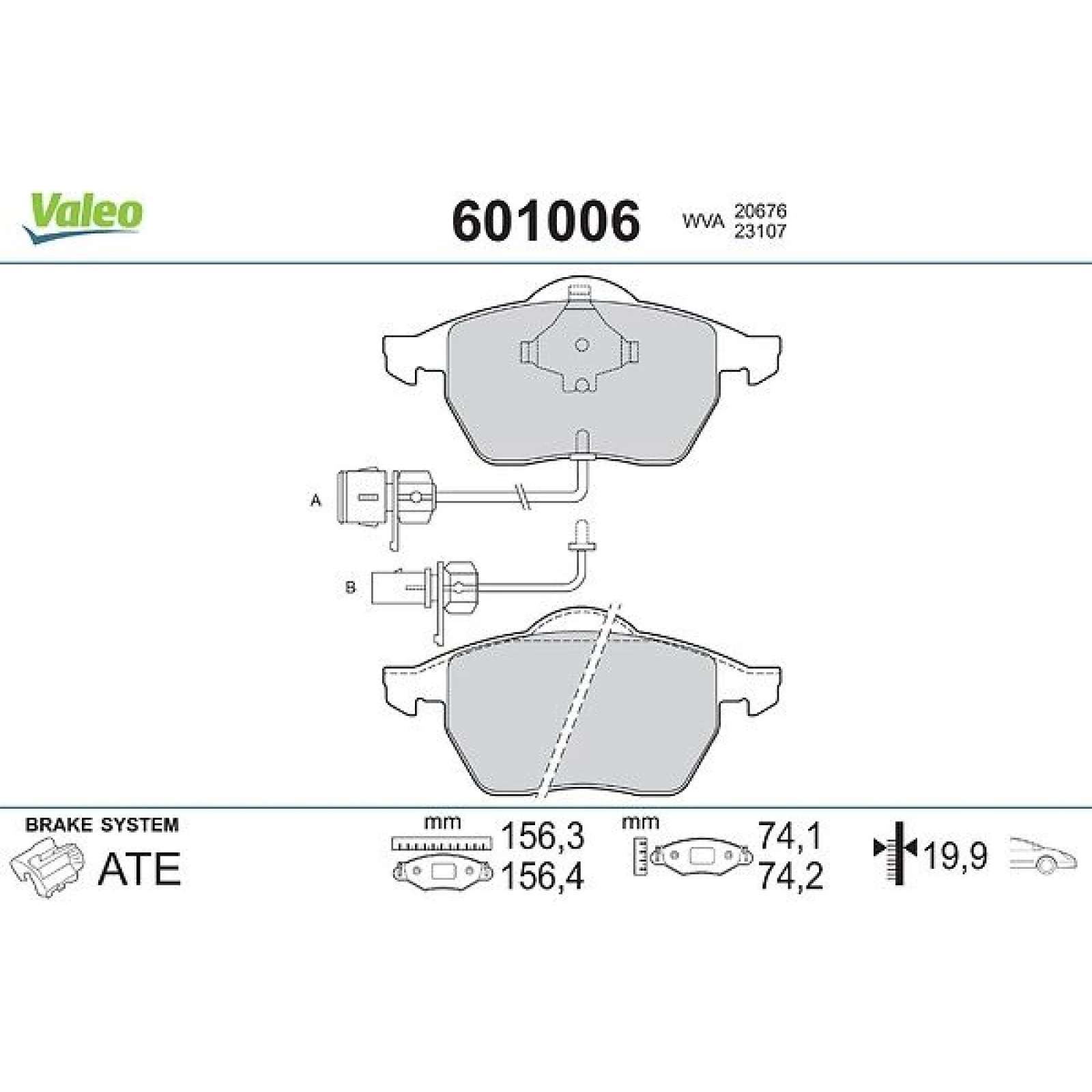 VALEO Bremsbeläge 601006