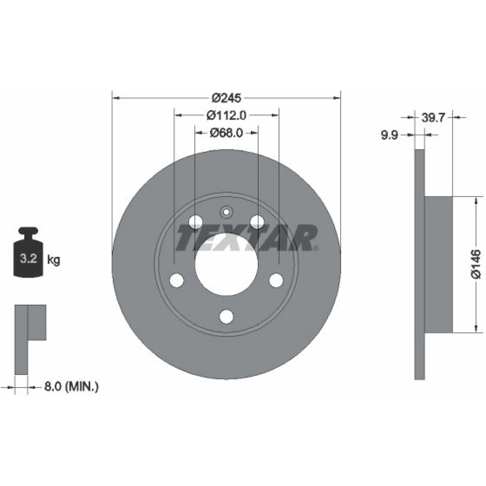 Bremsscheibe Vw T. A4 1.6 92106203