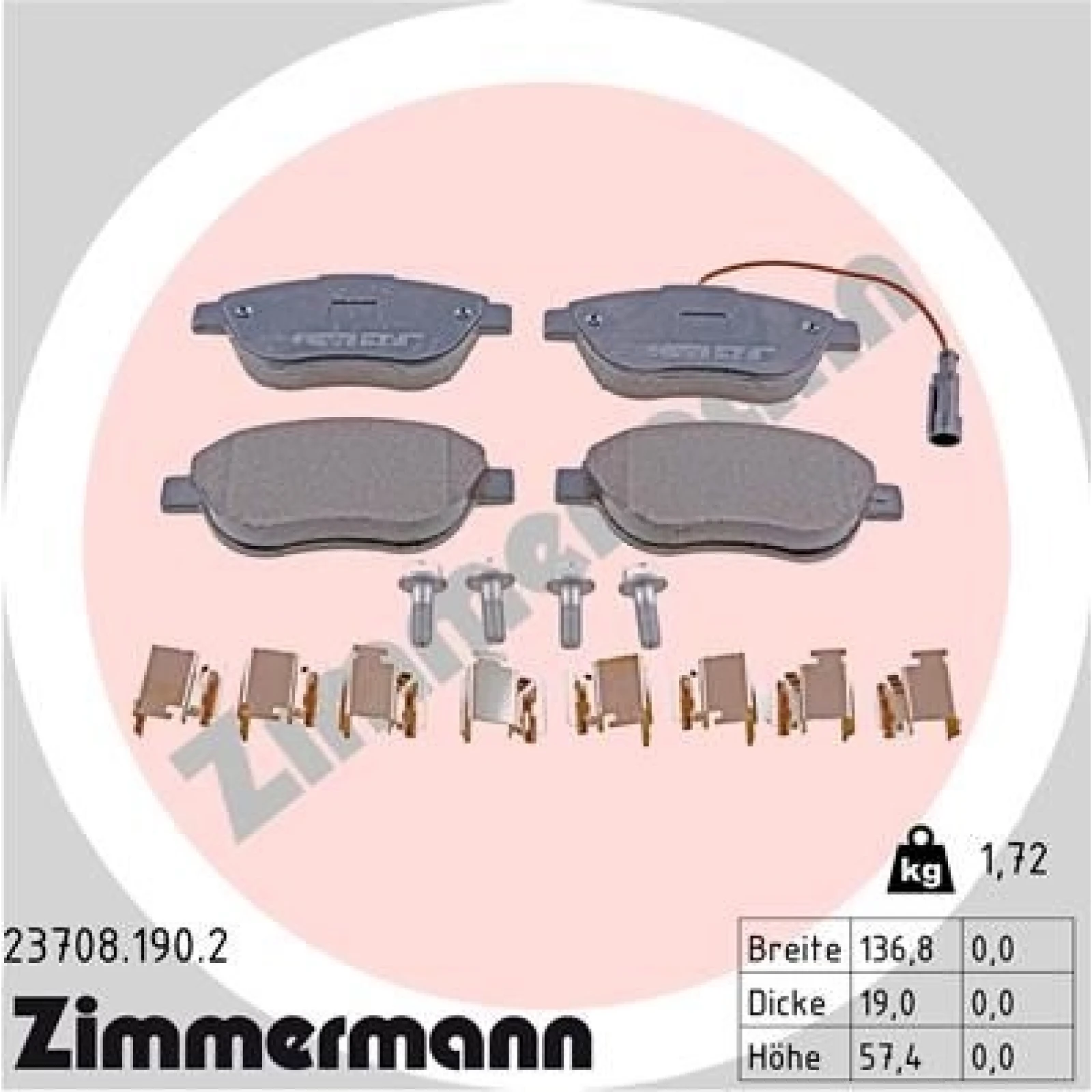 ZIMMERMANN Bremsbeläge 23708.190.2