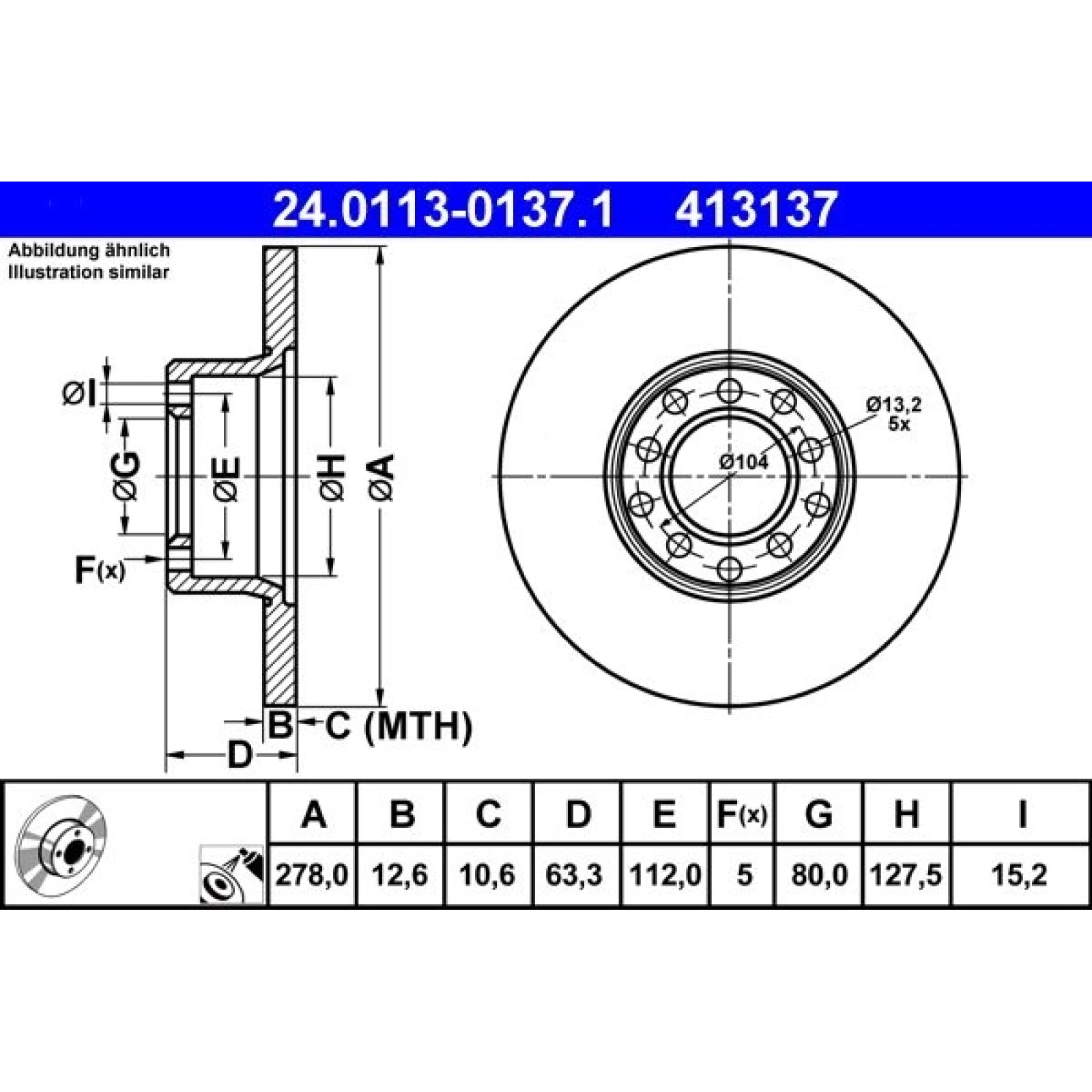 Bremsscheibe Db P. W114/W123 68-85 24.0113-0137.1