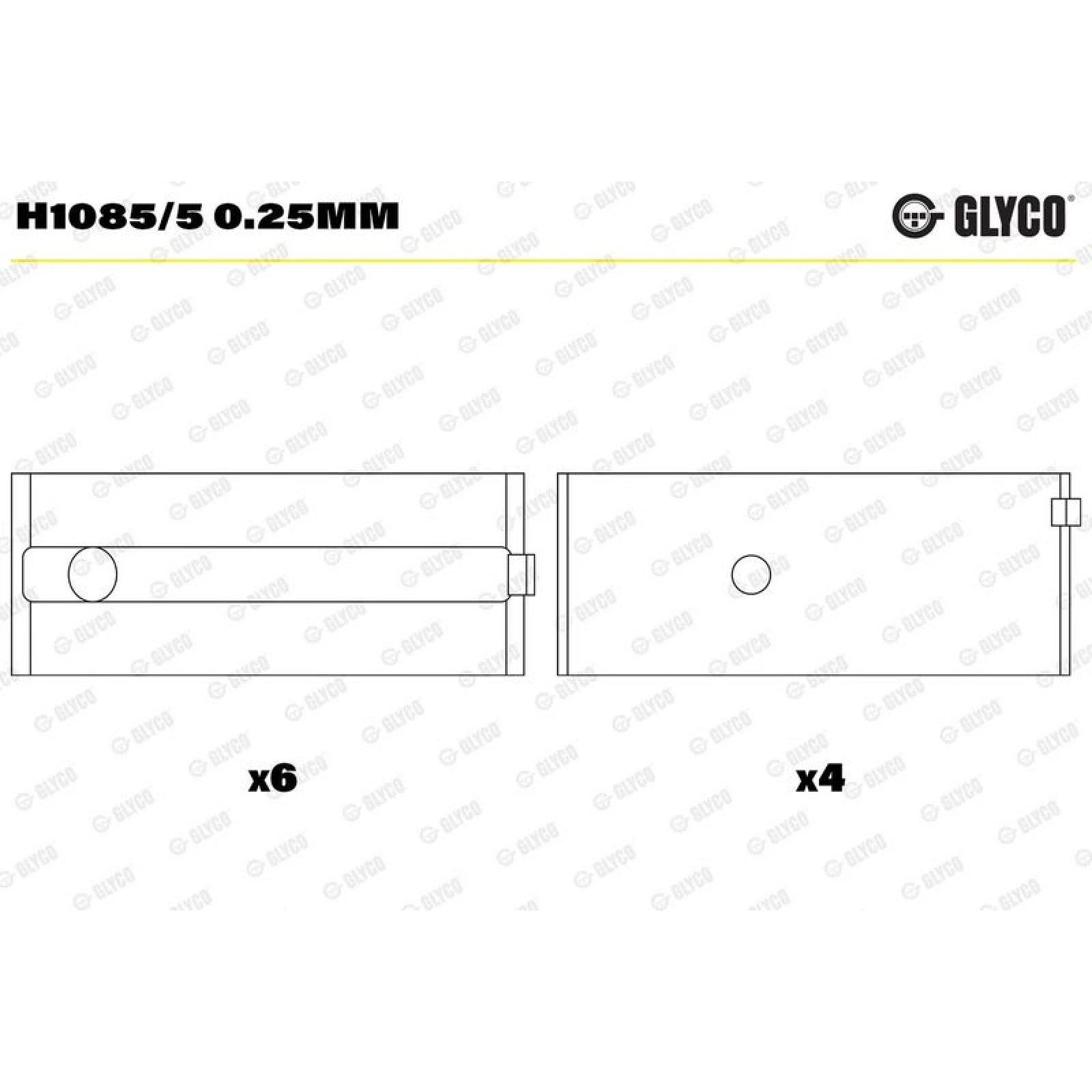 GLYCO Kurbelwellenlager H1085/5 0.25mm