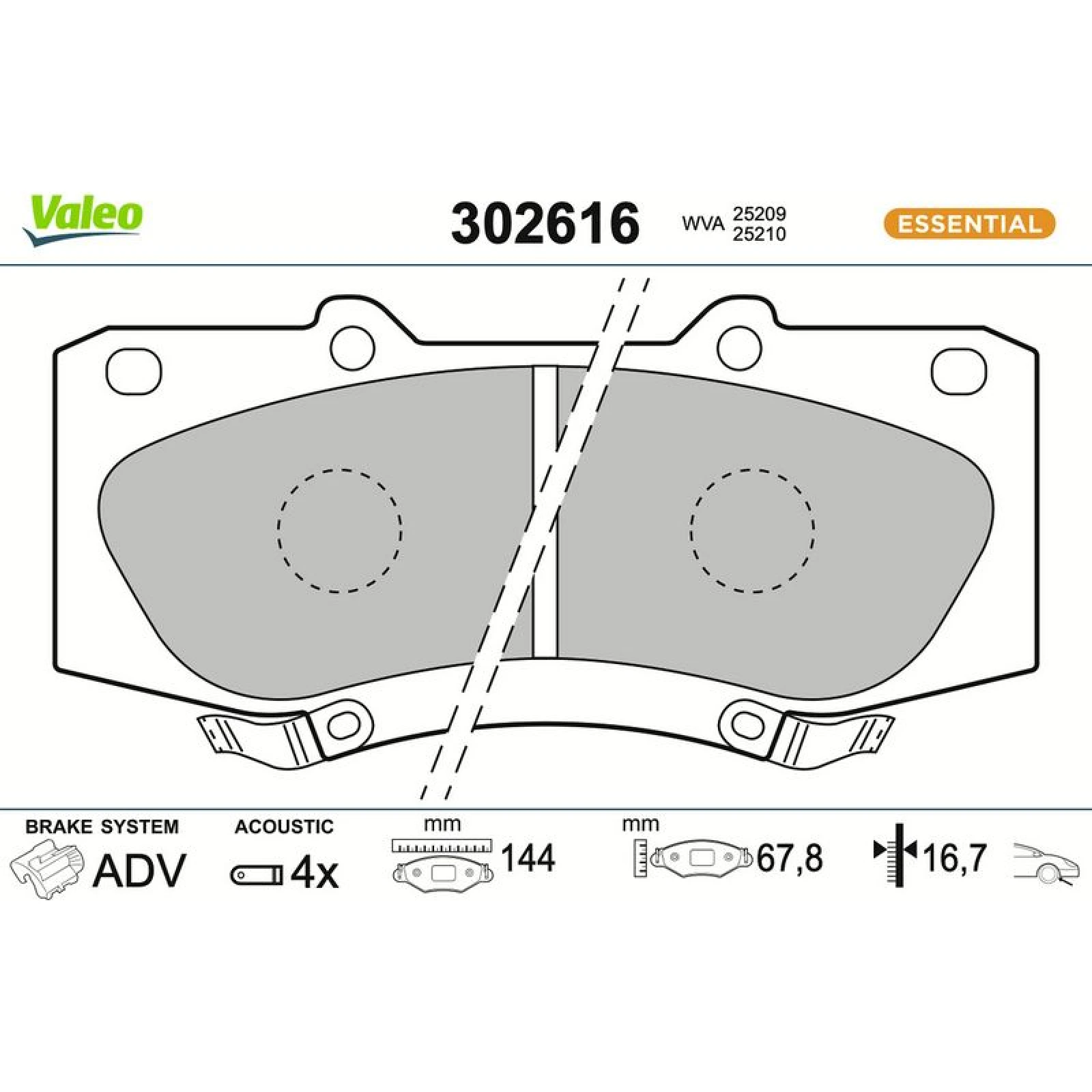 VALEO Bremsbeläge 302616