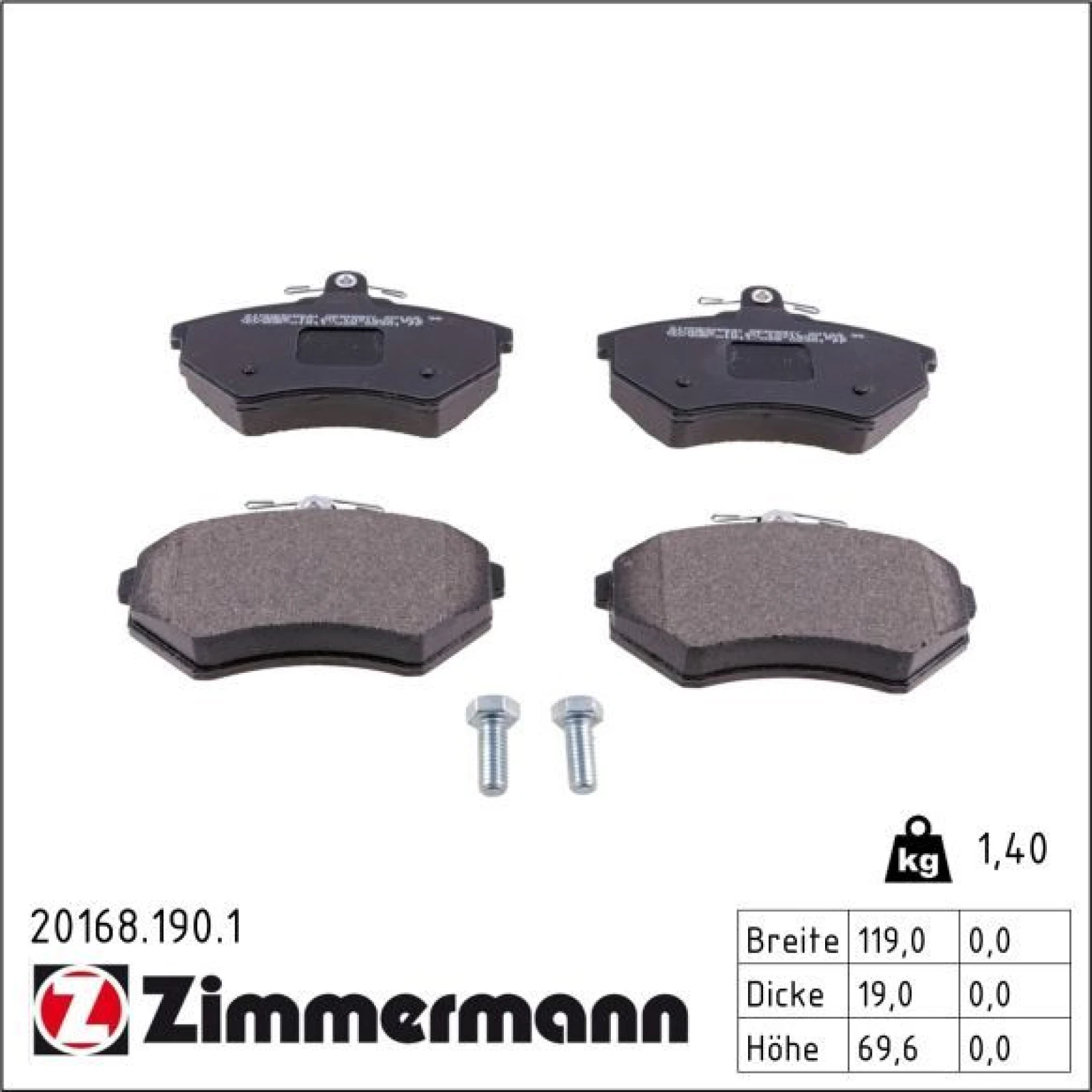 ZIMMERMANN Bremsbeläge 20168.190.1