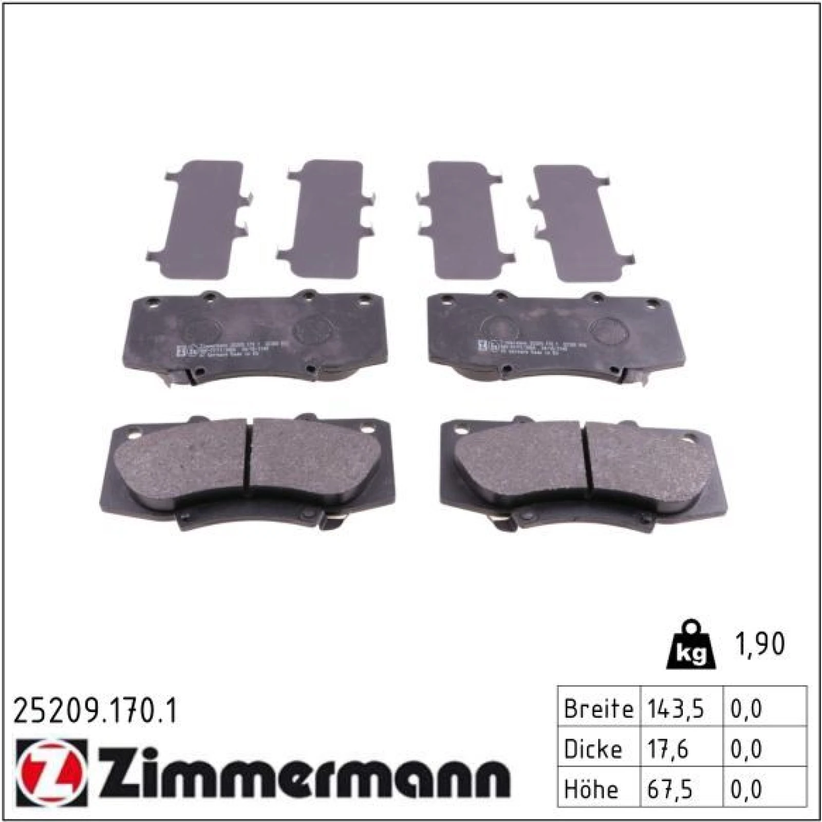ZIMMERMANN Bremsbeläge 25209.170.1