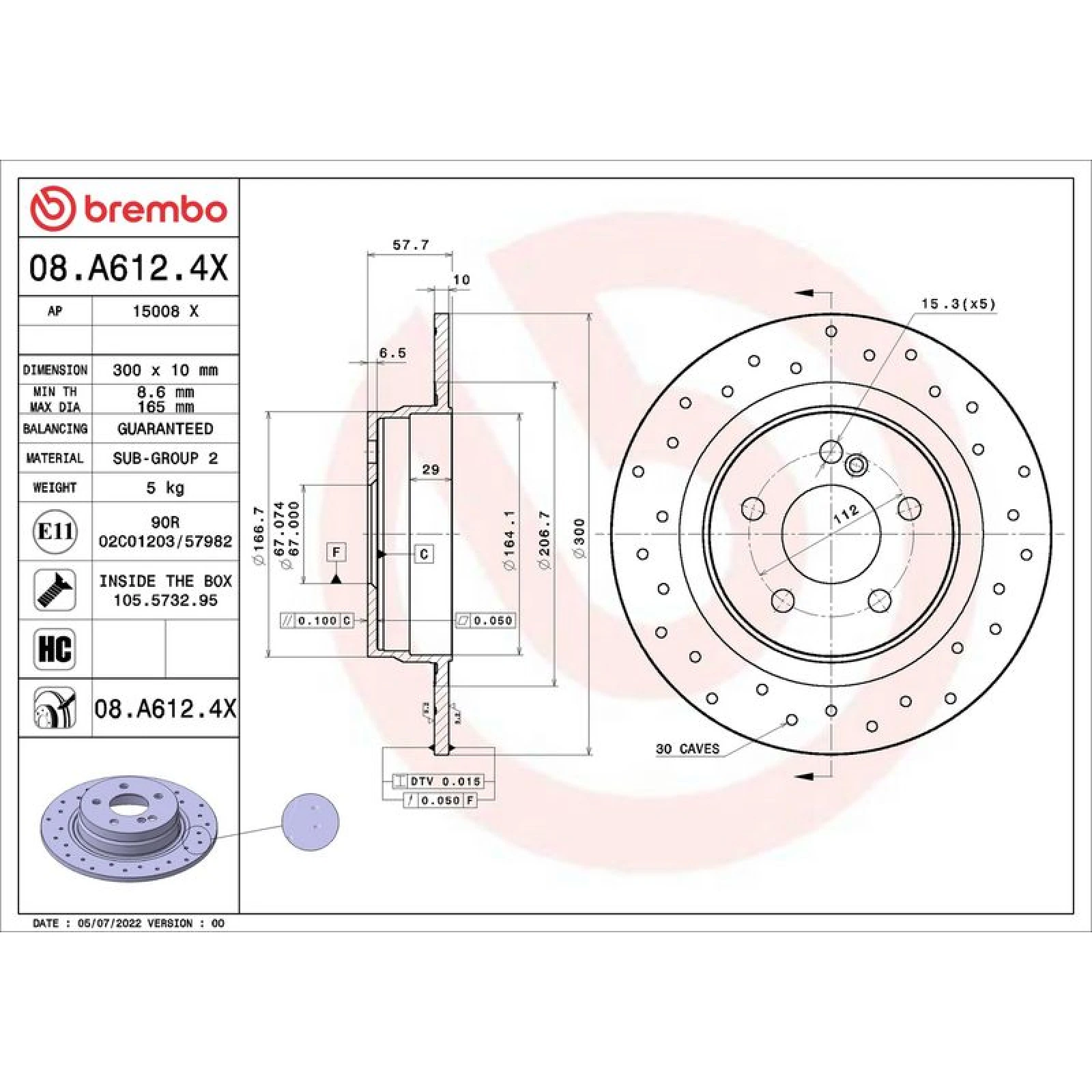 Bremsscheibe HA 08.A612.4X
