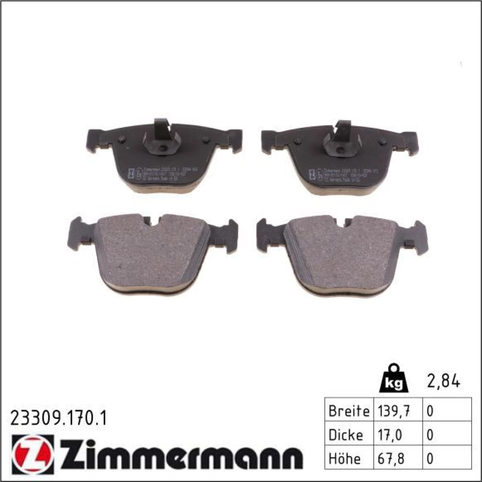 ZIMMERMANN Bremsbeläge 23309.170.1