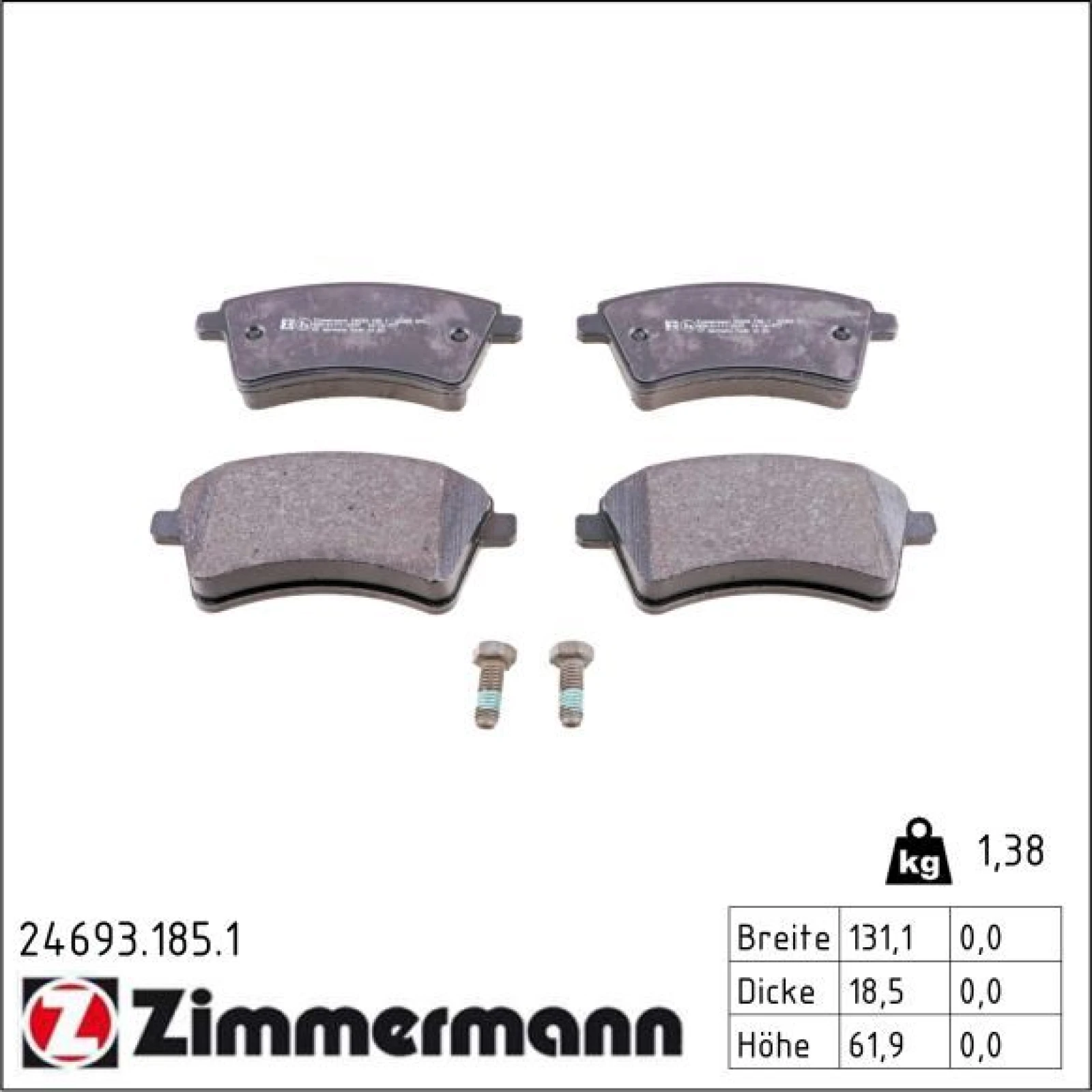 ZIMMERMANN Bremsbeläge 24693.185.1