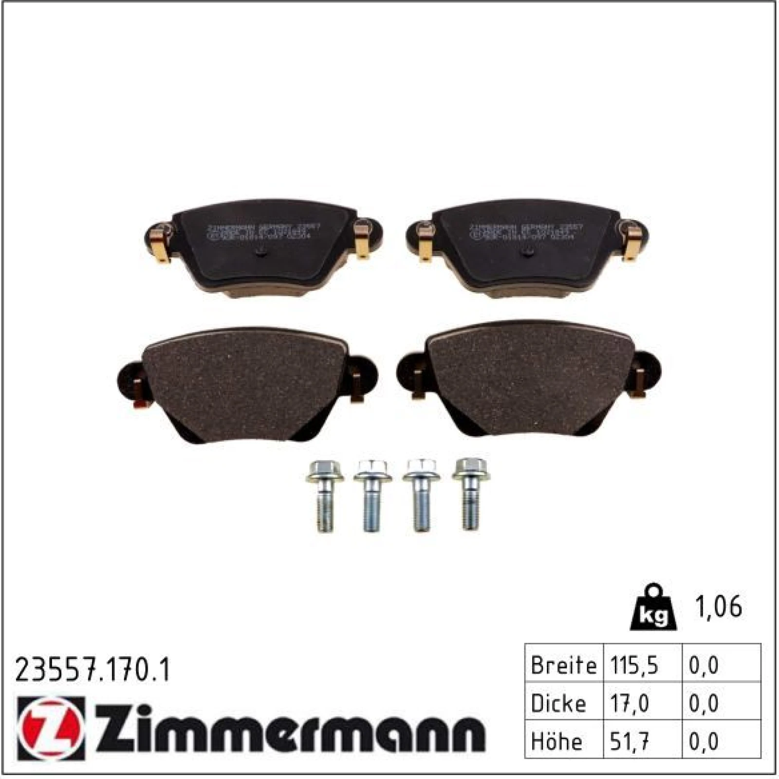 ZIMMERMANN Bremsbeläge 23557.170.1