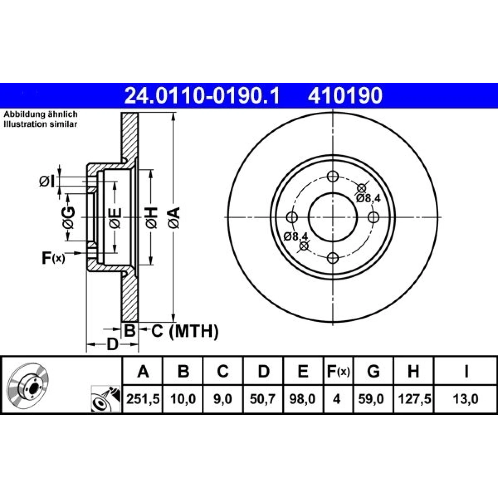 Bremsscheibe Fiat T. Bravo/Croma/Linea/Stilo 85 24.0110-0190.1