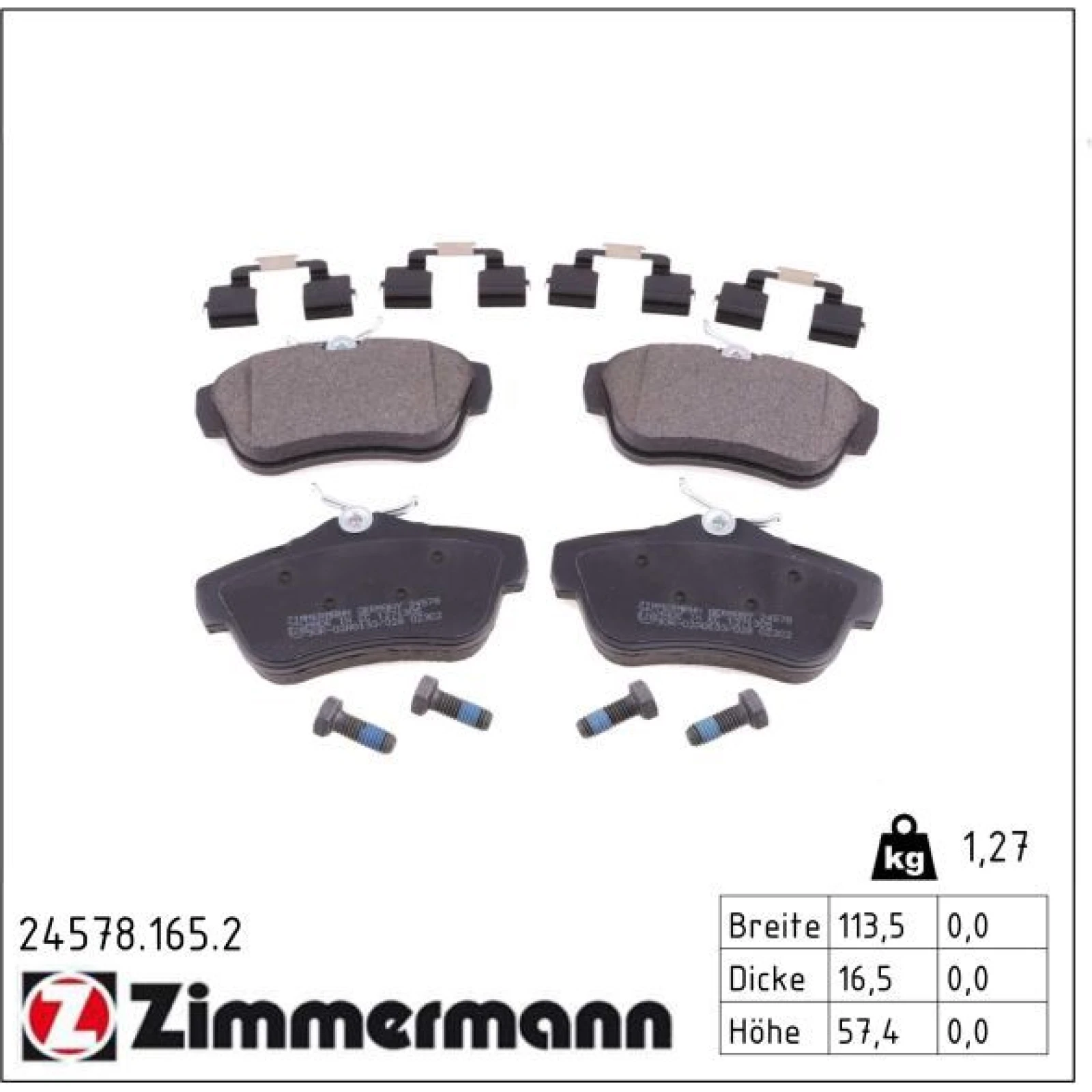 ZIMMERMANN Bremsbeläge 24578.165.2