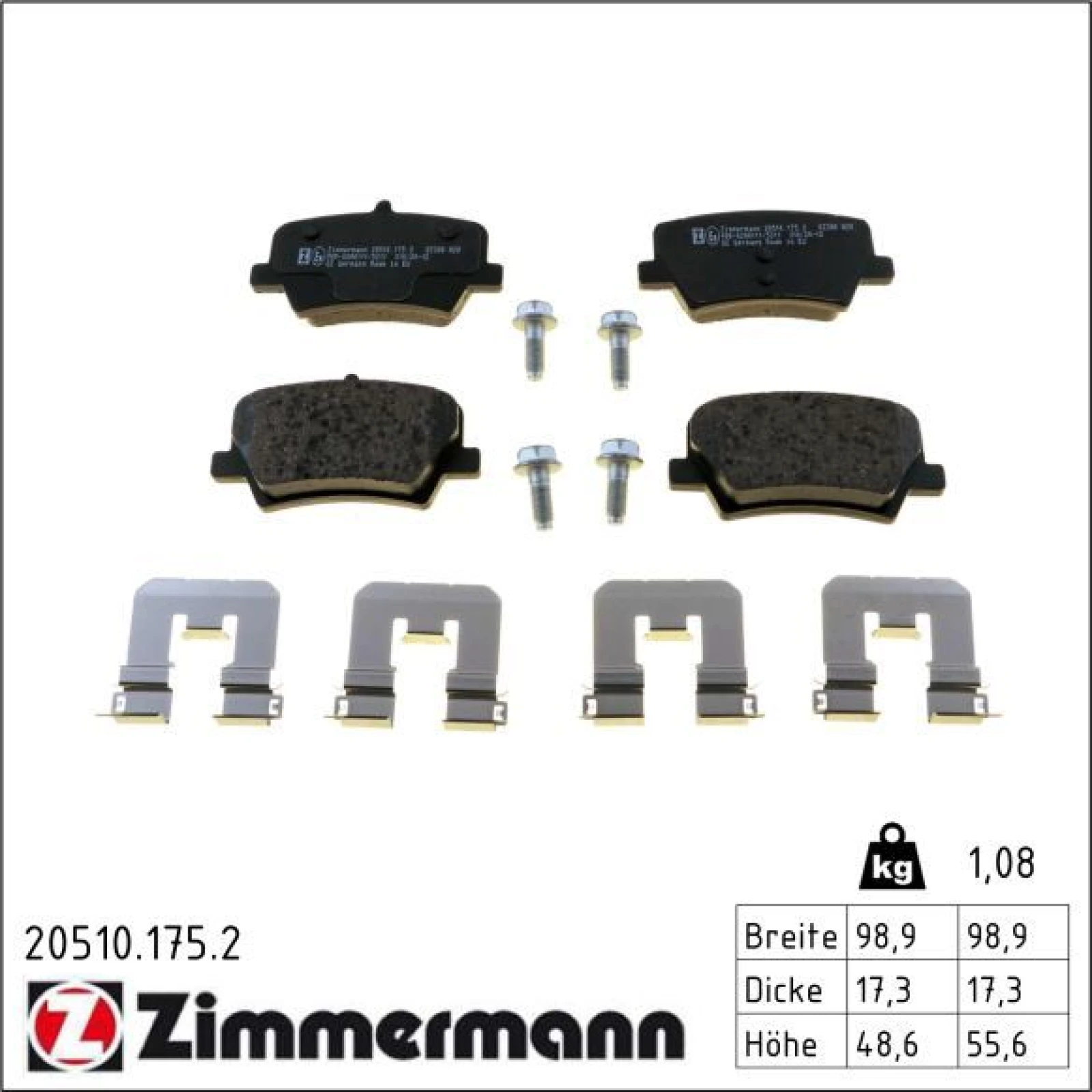 ZIMMERMANN Bremsbeläge 20510.175.2