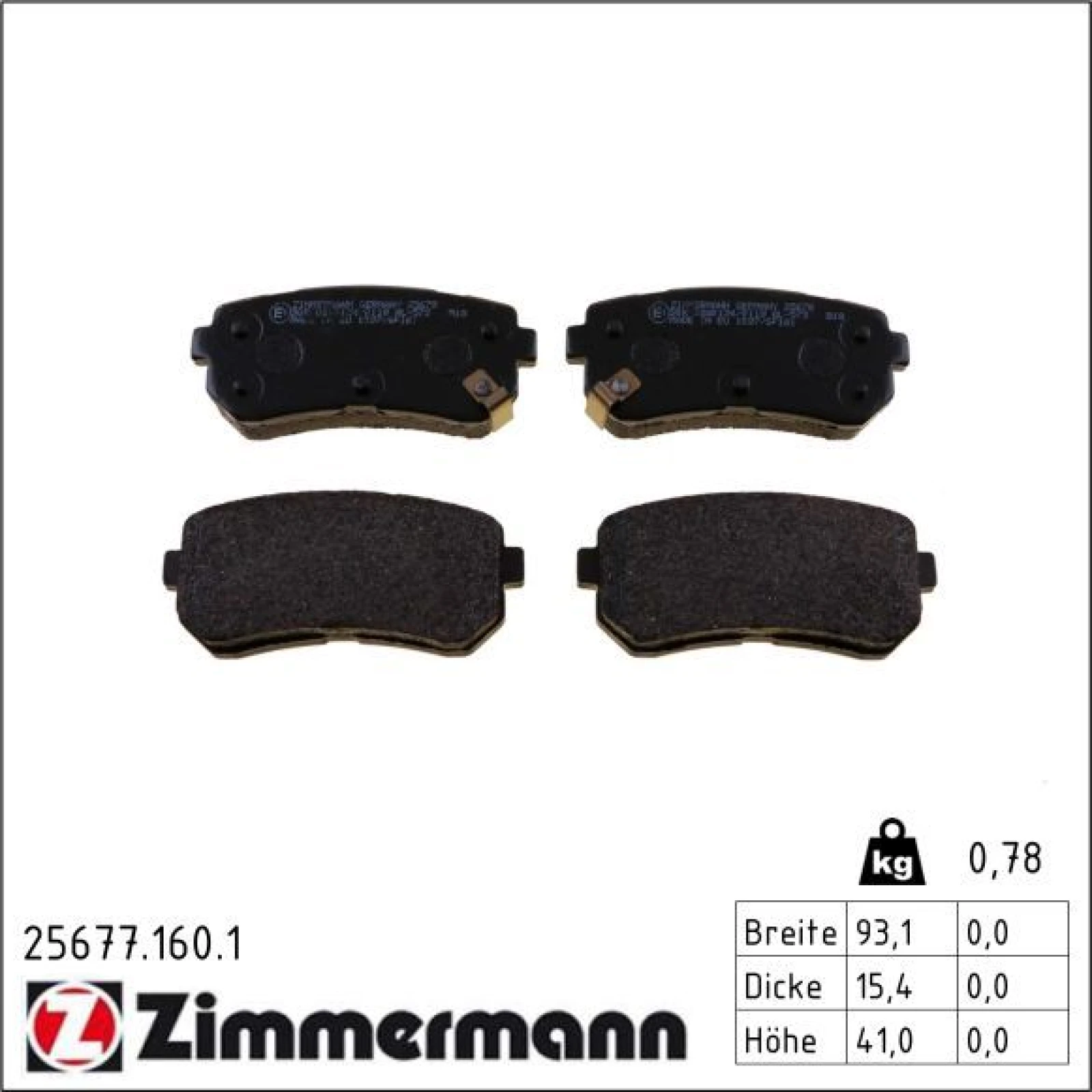 ZIMMERMANN Bremsbeläge 25677.160.1