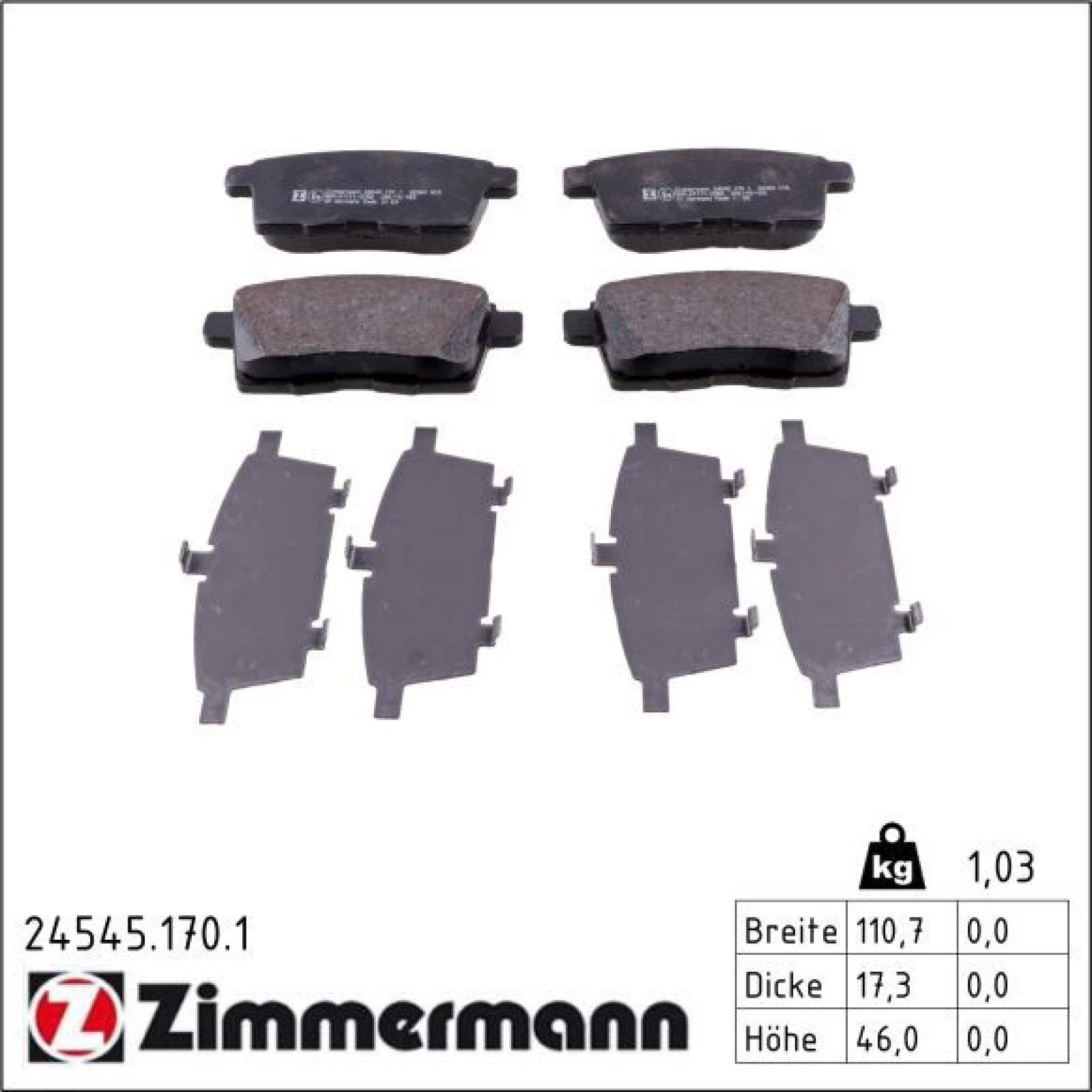 ZIMMERMANN Bremsbeläge 24545.170.1