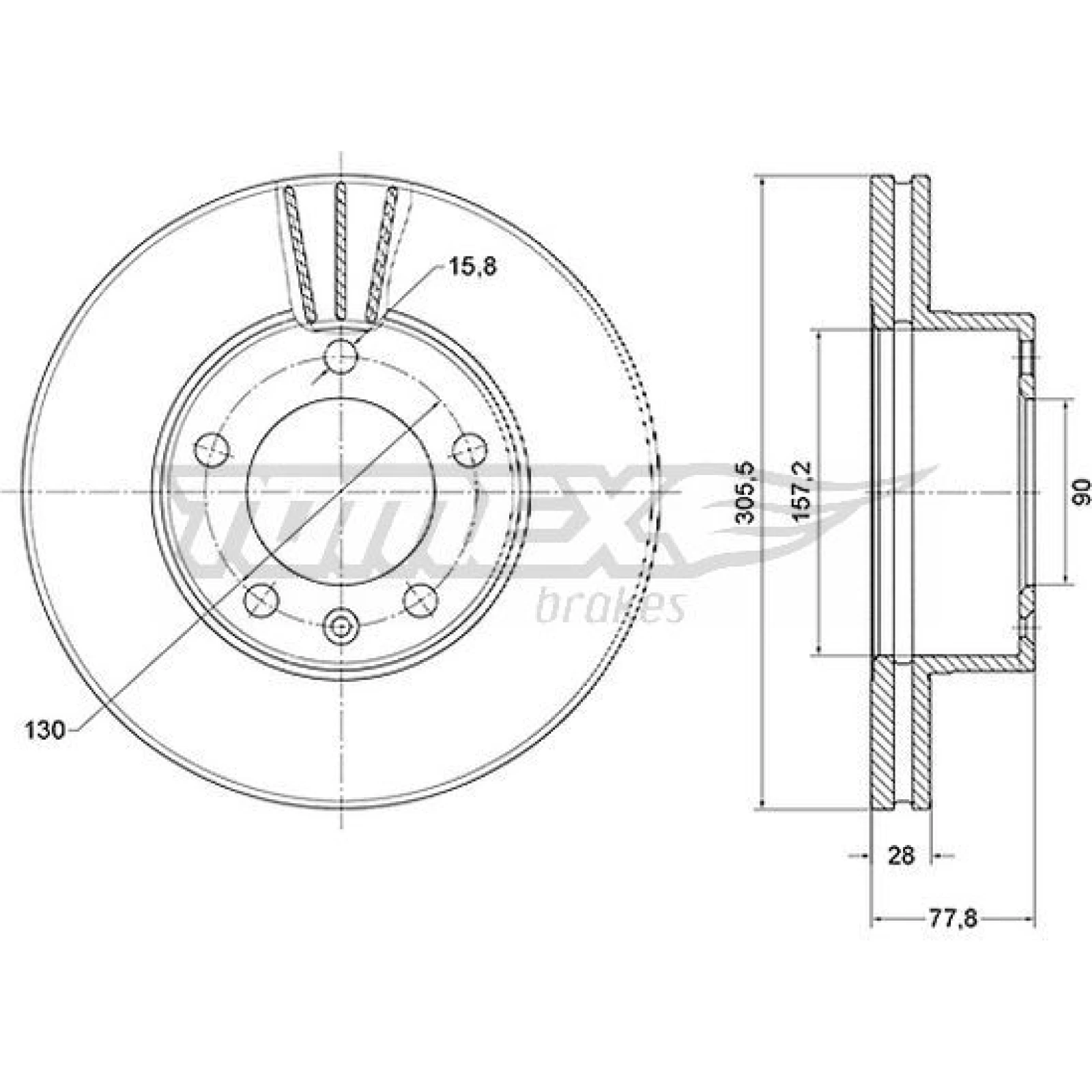 TOMEX brakes Bremsscheibe TX 70-91
