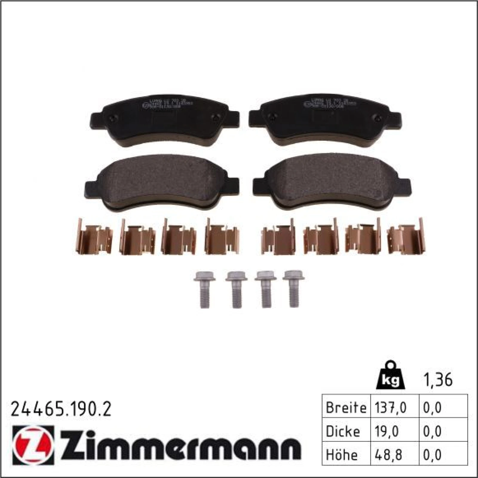 ZIMMERMANN Bremsbelagsatz, Scheibenbremse 24465.190.2