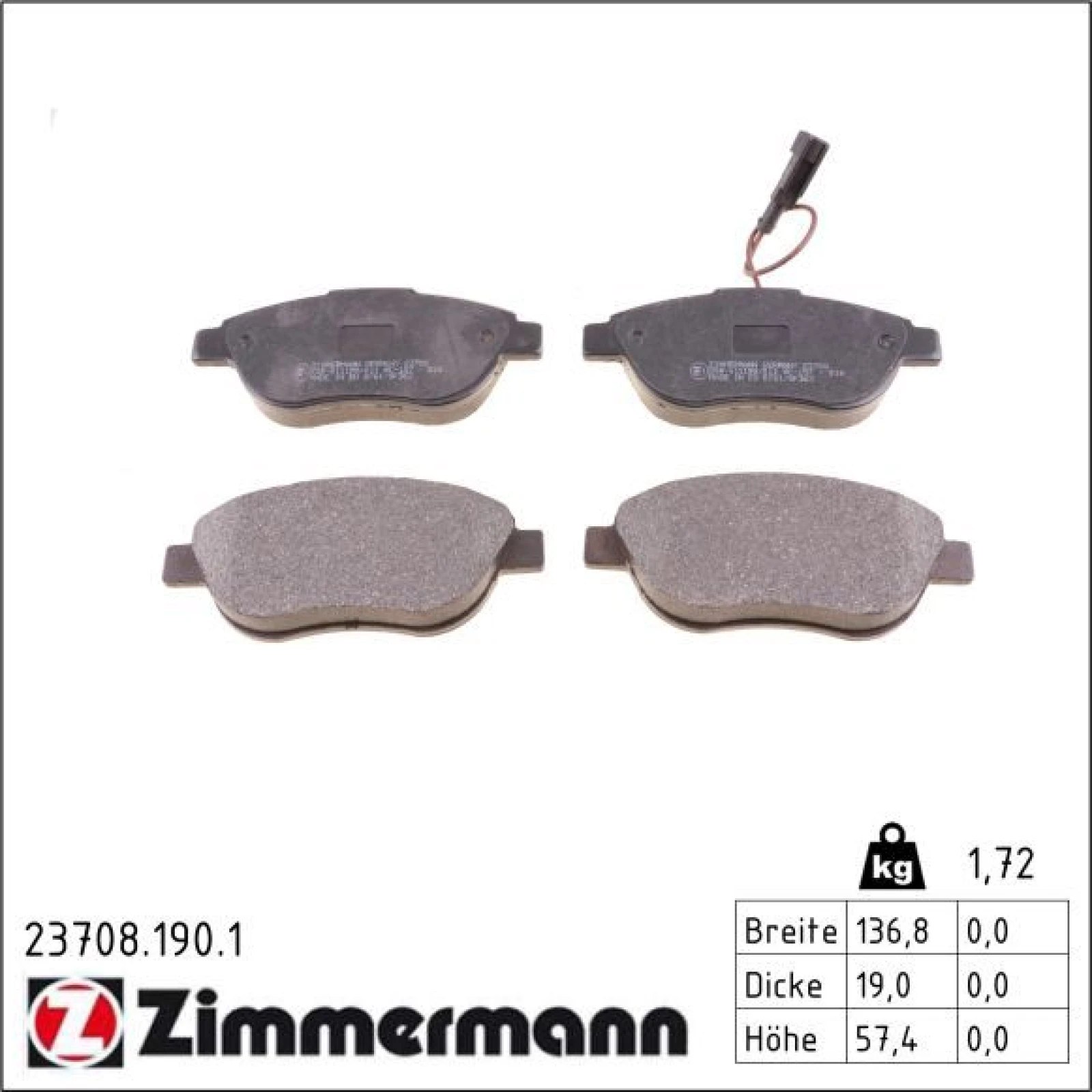 ZIMMERMANN Bremsbeläge 23708.190.1