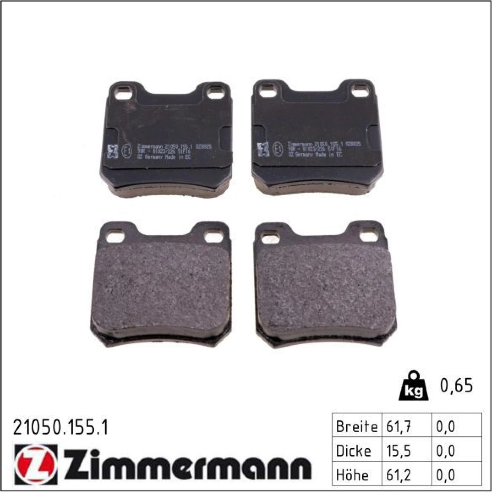 ZIMMERMANN Bremsbeläge 21050.155.1