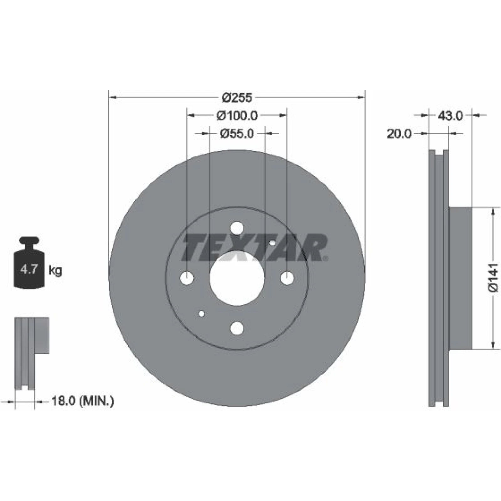 Bremsscheibe Toyota P. Yaris/Yaris Verso 99-05 255Mm Mit Ty-U-Scheiben 92115603