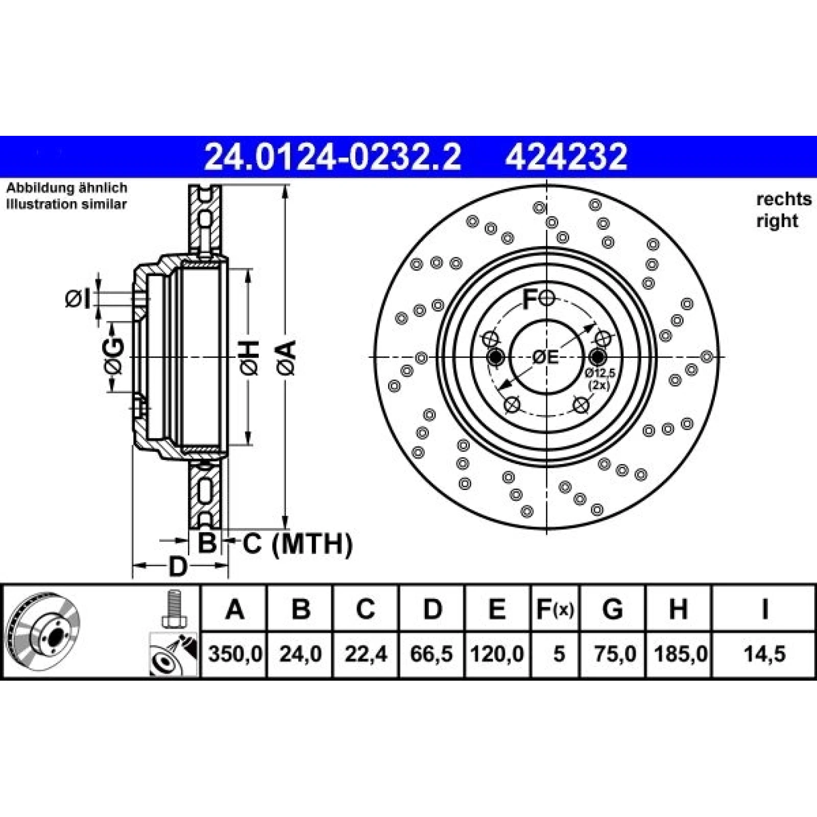 ATE Bremsscheibe 24.0124-0232.2