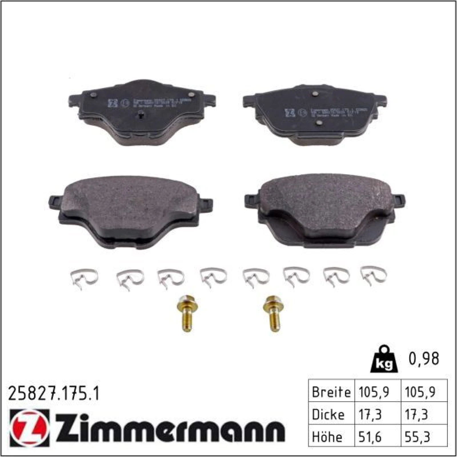 ZIMMERMANN Bremsbeläge 25827.175.1
