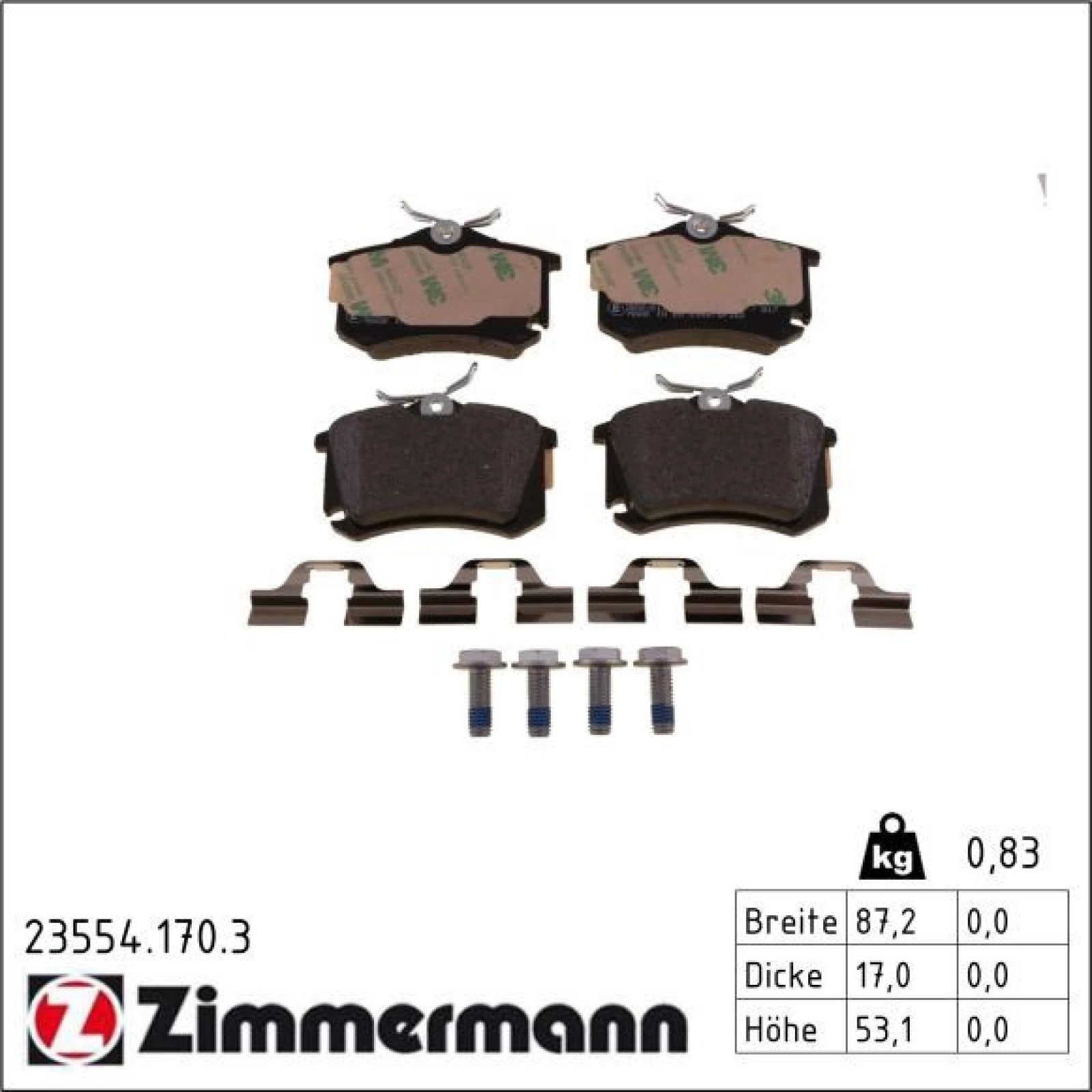 ZIMMERMANN Bremsbeläge 23554.170.3