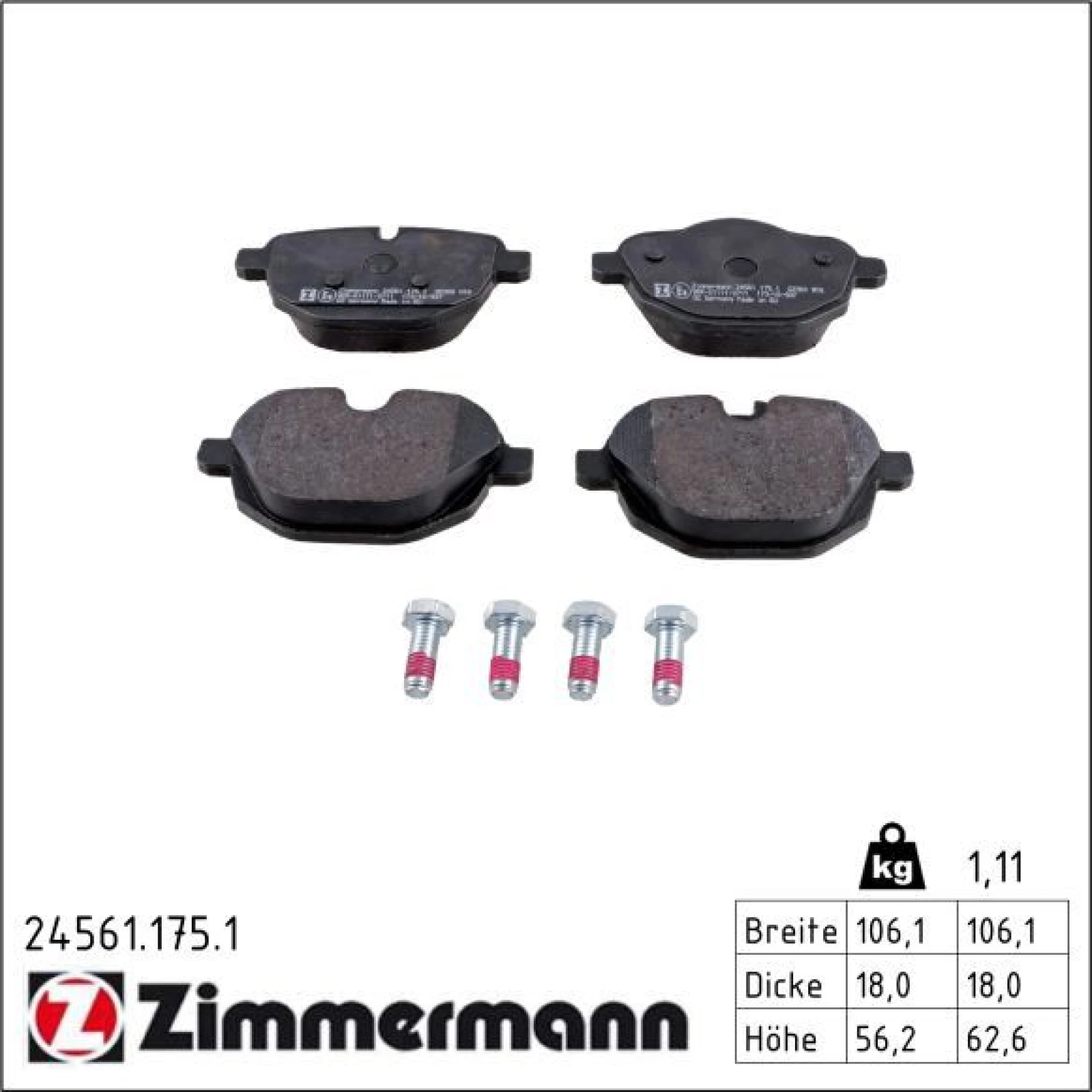 ZIMMERMANN Bremsbeläge 24561.175.1