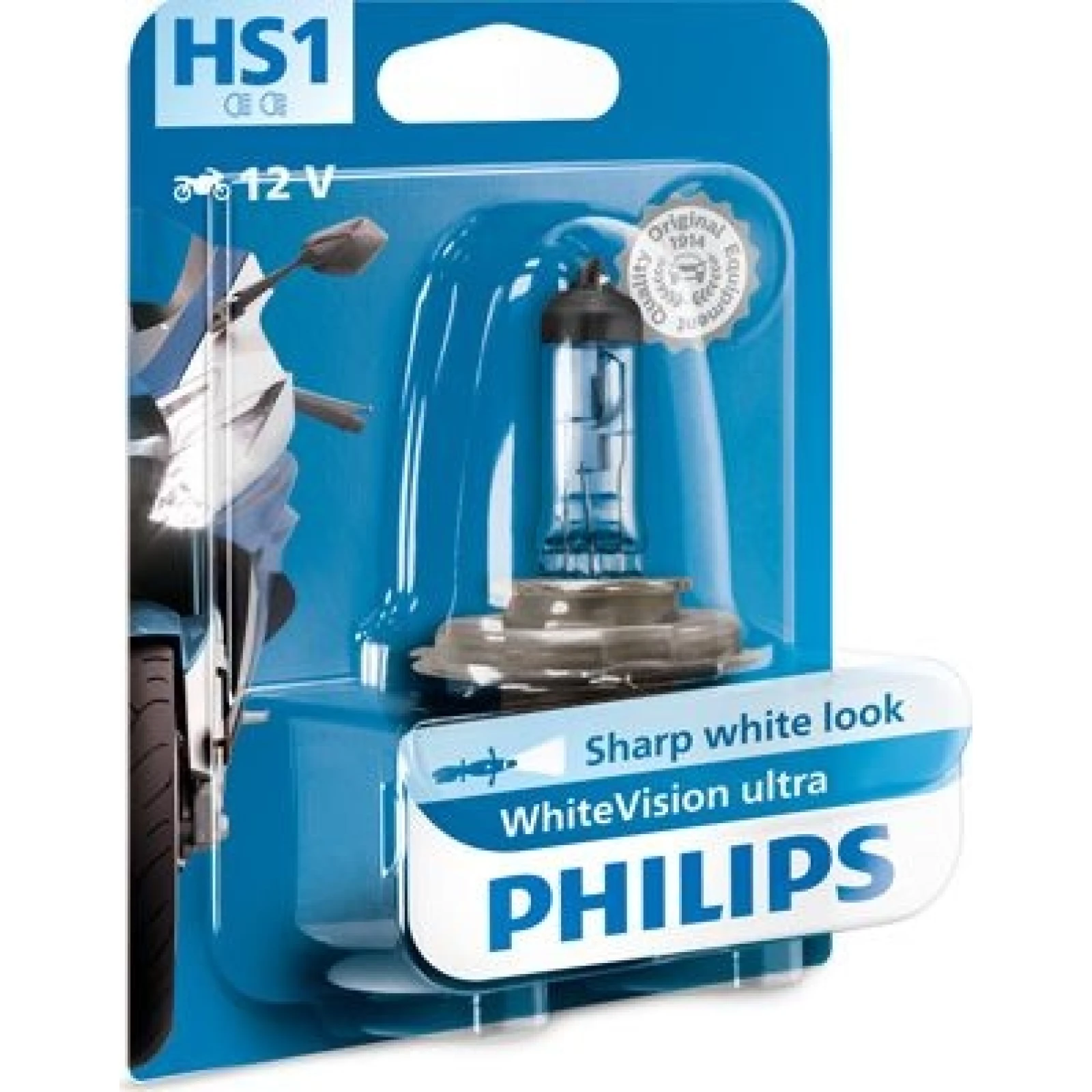 HS1 12V 35/35W PX43t-38 WhiteVision Ultra Moto 1 Stück Blister Philips 12636WVUBW