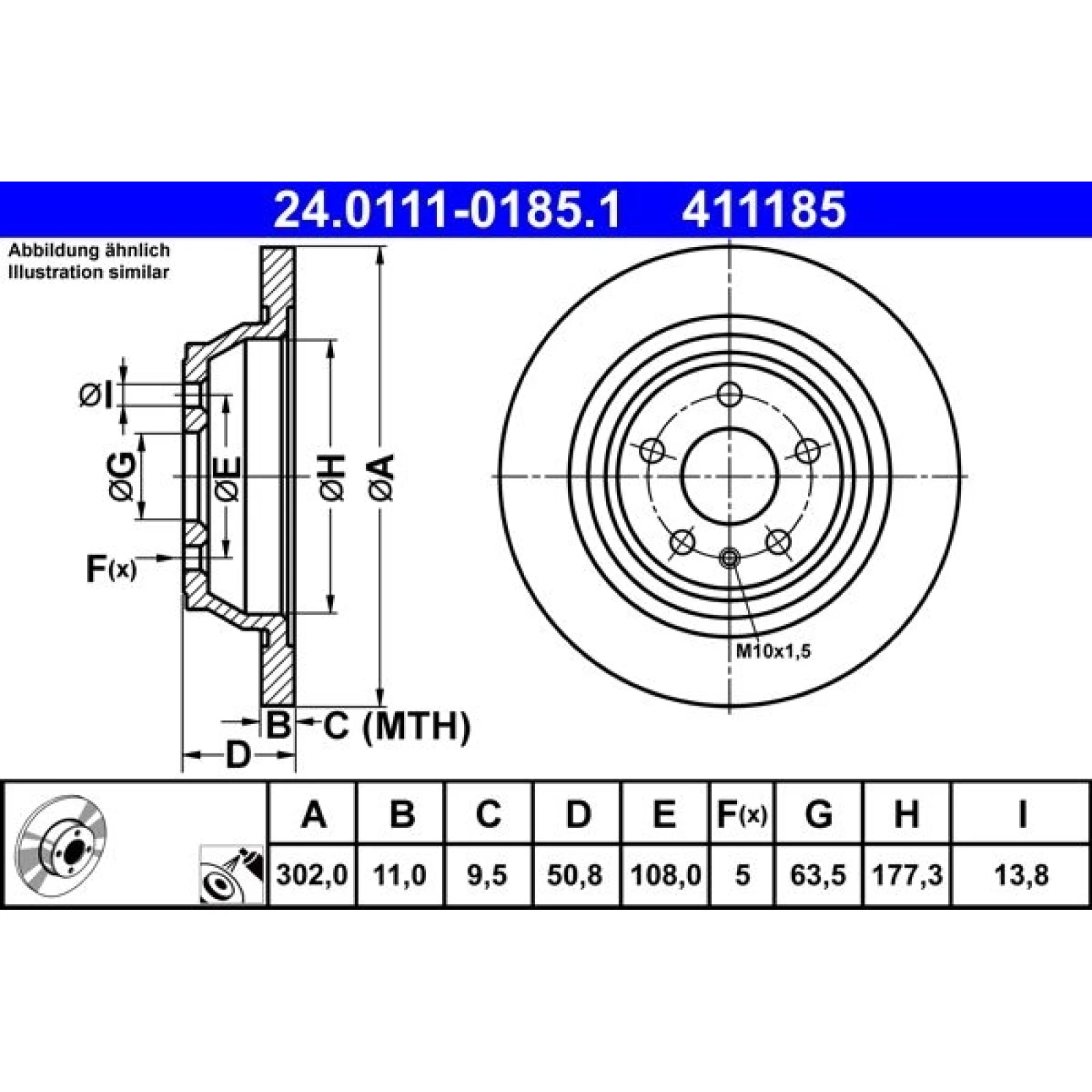 Bremsscheibe Ford T. Mondeo 1.0-2.0 14 24.0111-0185.1