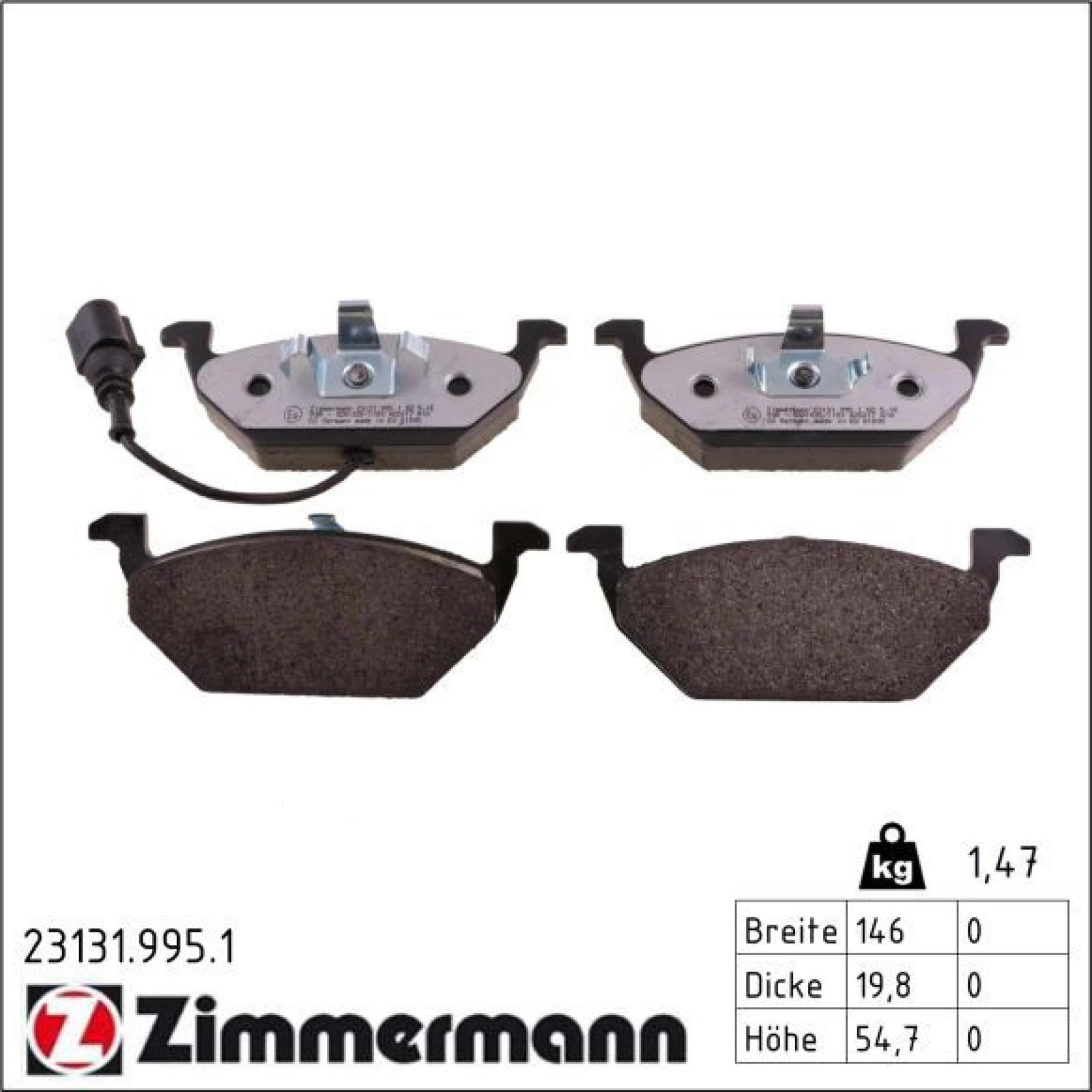 ZIMMERMANN Bremsbeläge 23131.995.1