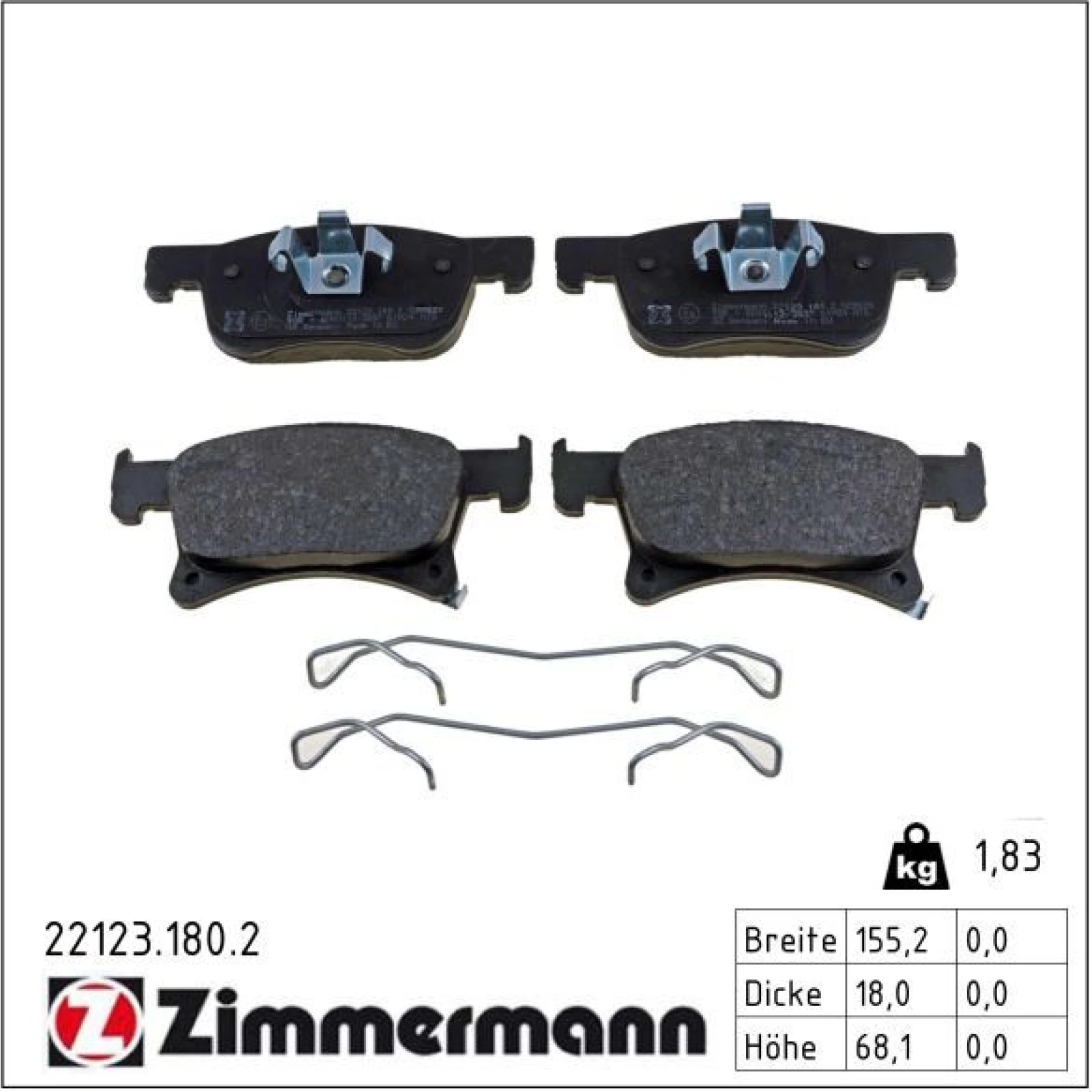 ZIMMERMANN Bremsbeläge 22123.180.2
