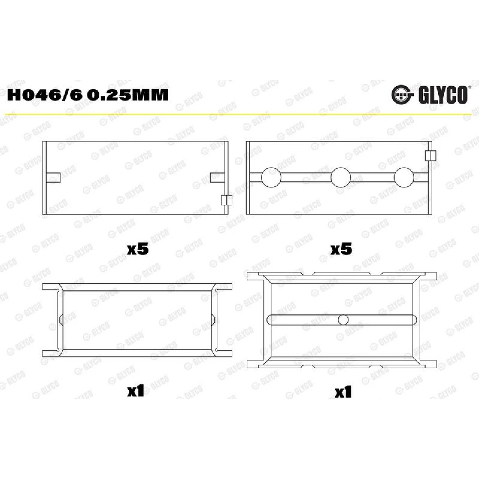 GLYCO Kurbelwellenlager H046/6 0.25mm