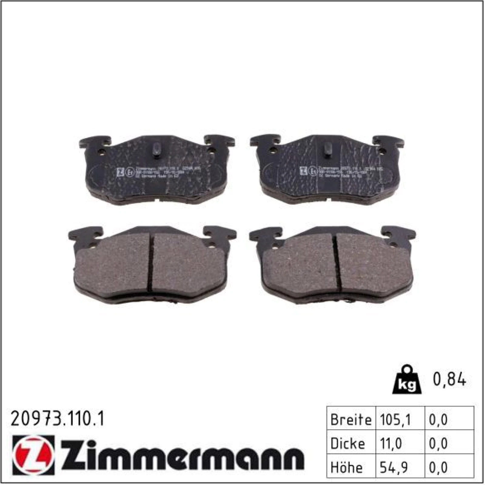 ZIMMERMANN Bremsbeläge 20973.110.1