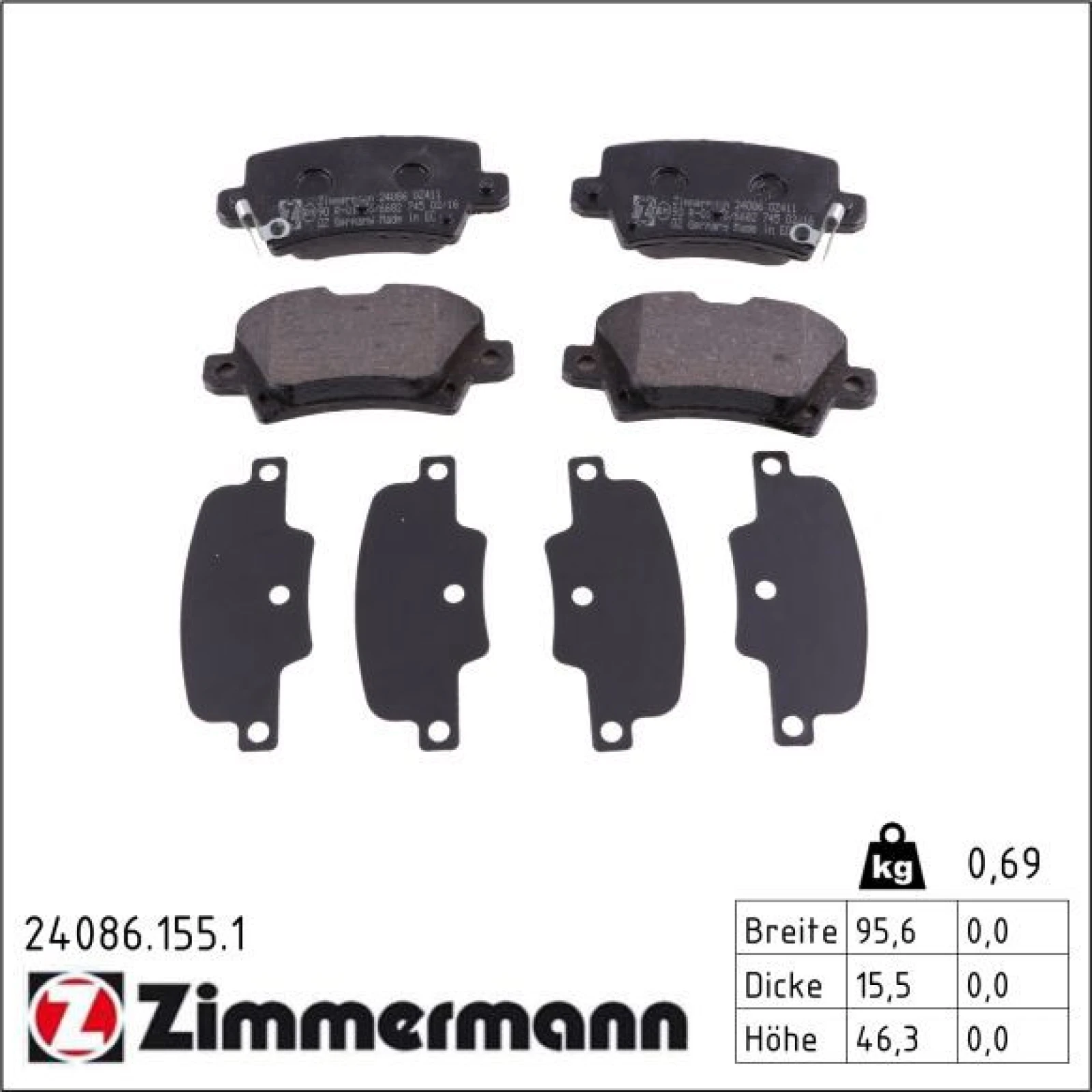 ZIMMERMANN Bremsbeläge 24086.155.1