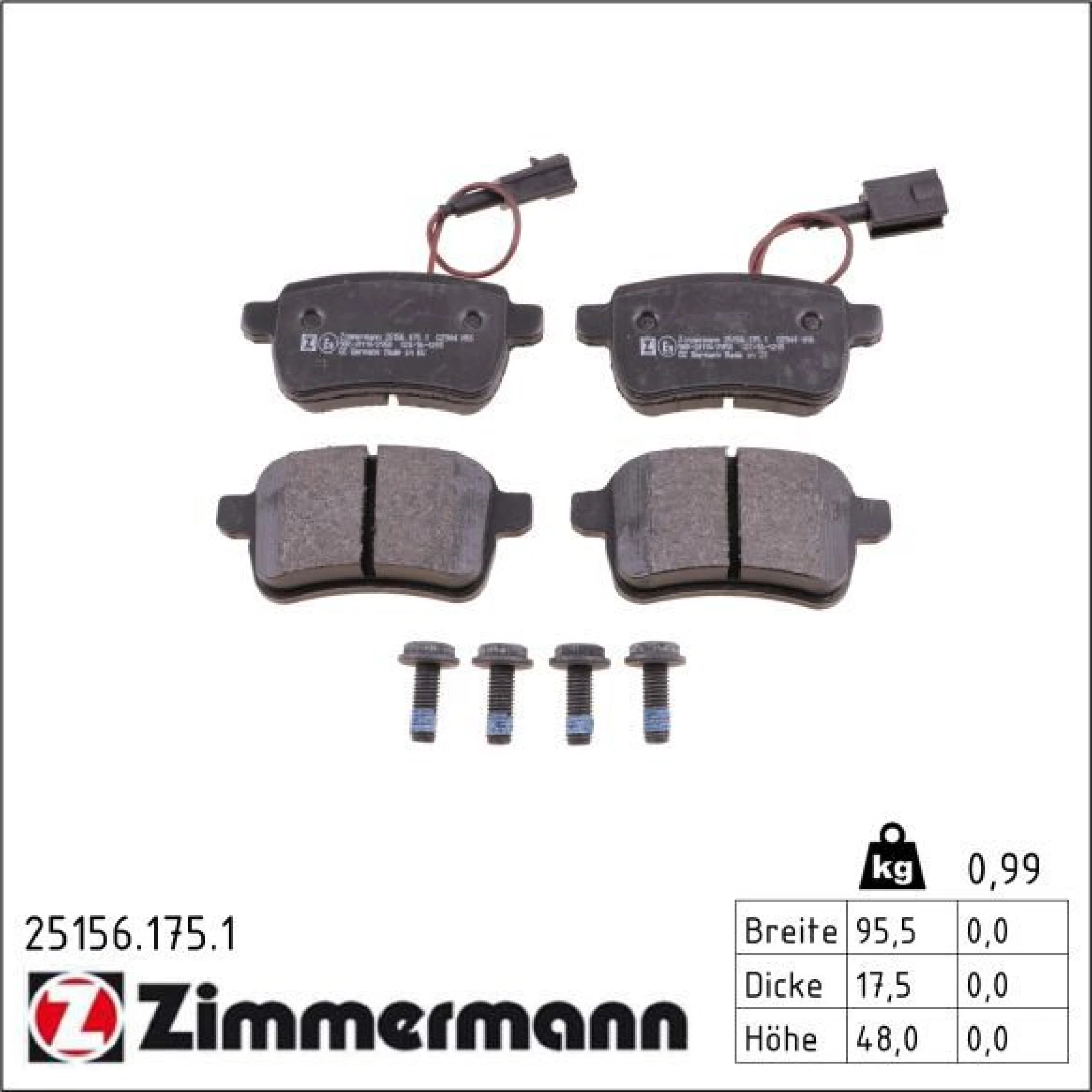 ZIMMERMANN Bremsbeläge 25156.175.1